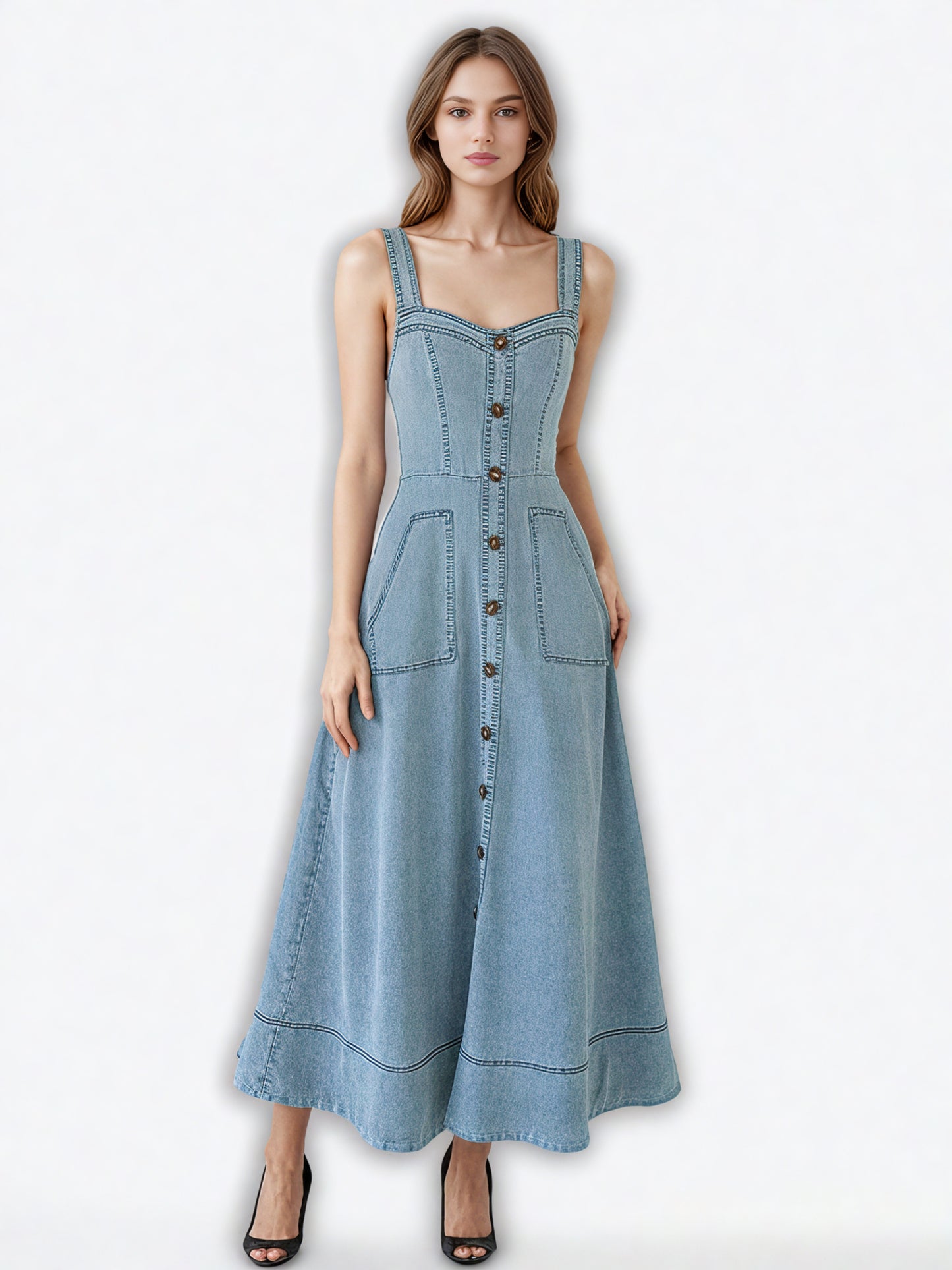Elegant Solid Ruffles Long Dress