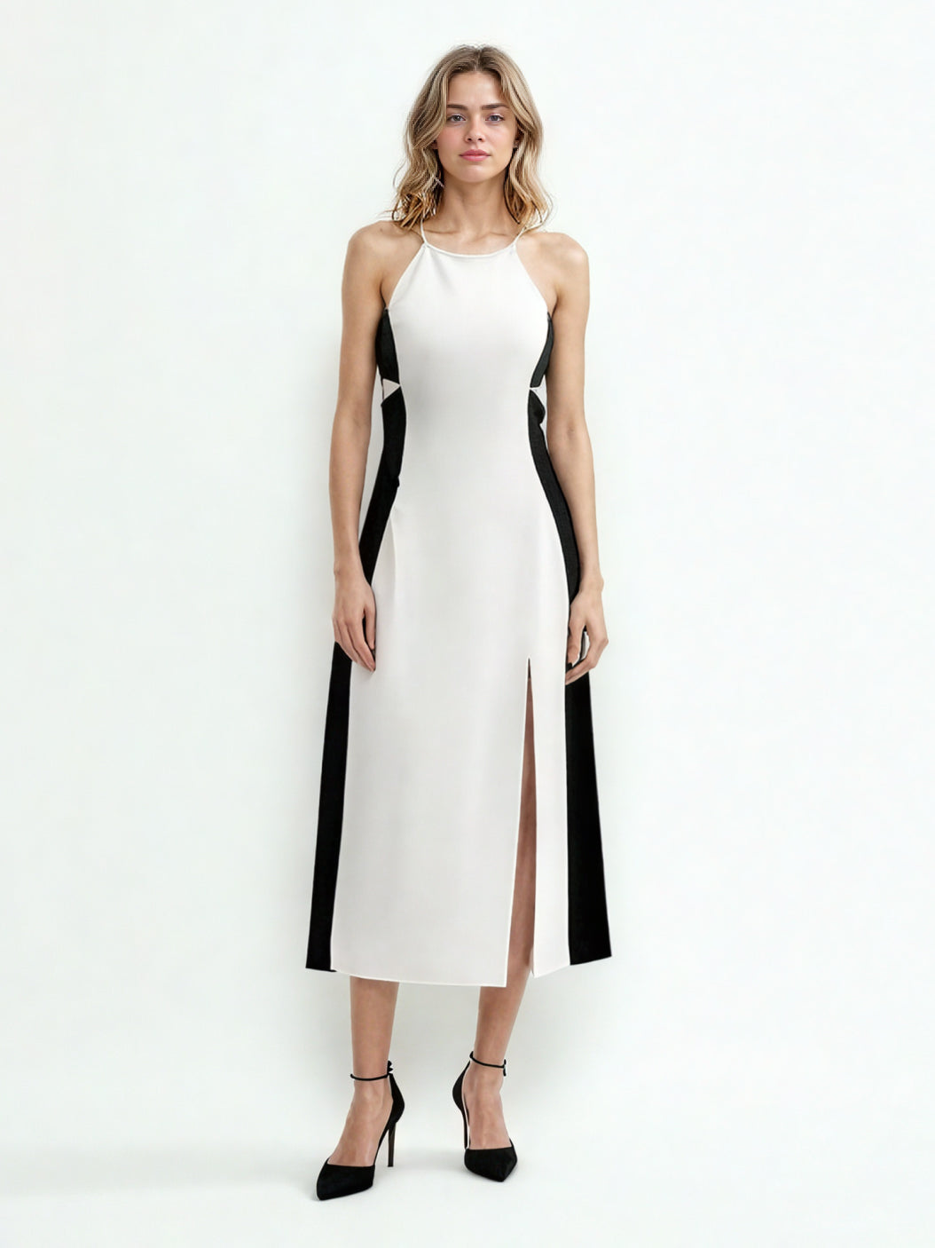 Hit Color Side Split Long Dress