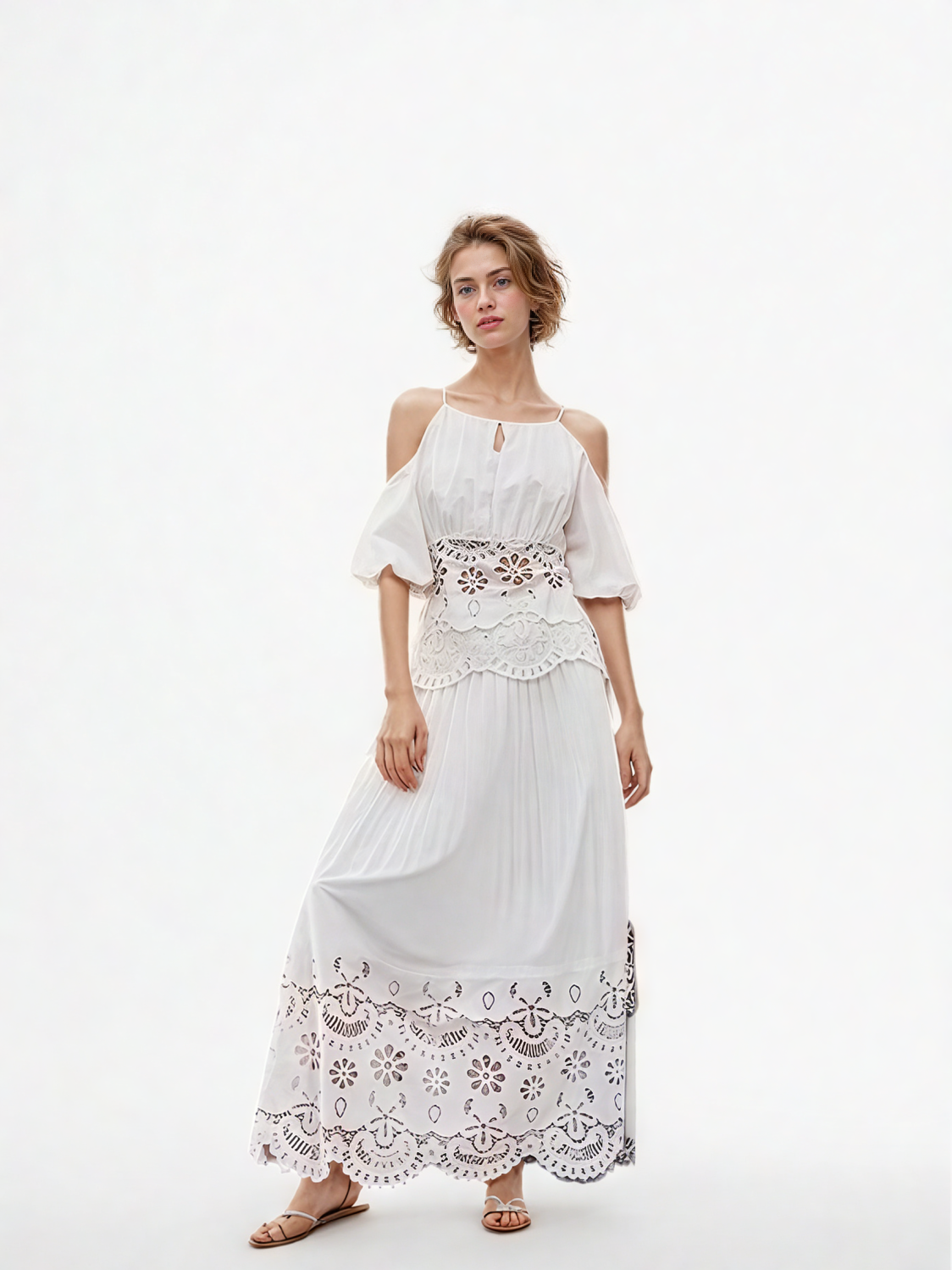 Hollow Out Solid Long Dress