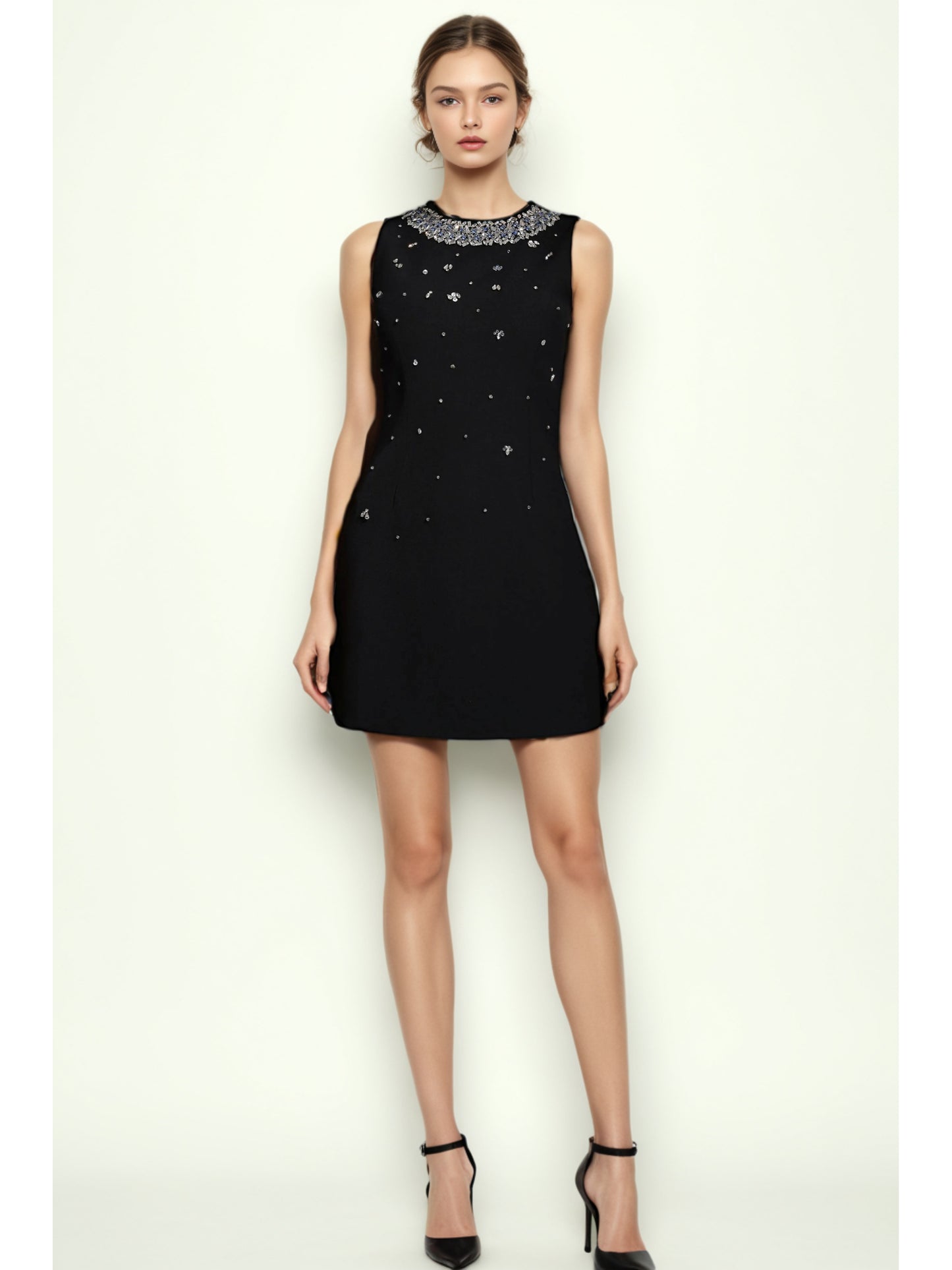 Patchwork Diamonds Sleeveless Short Dress