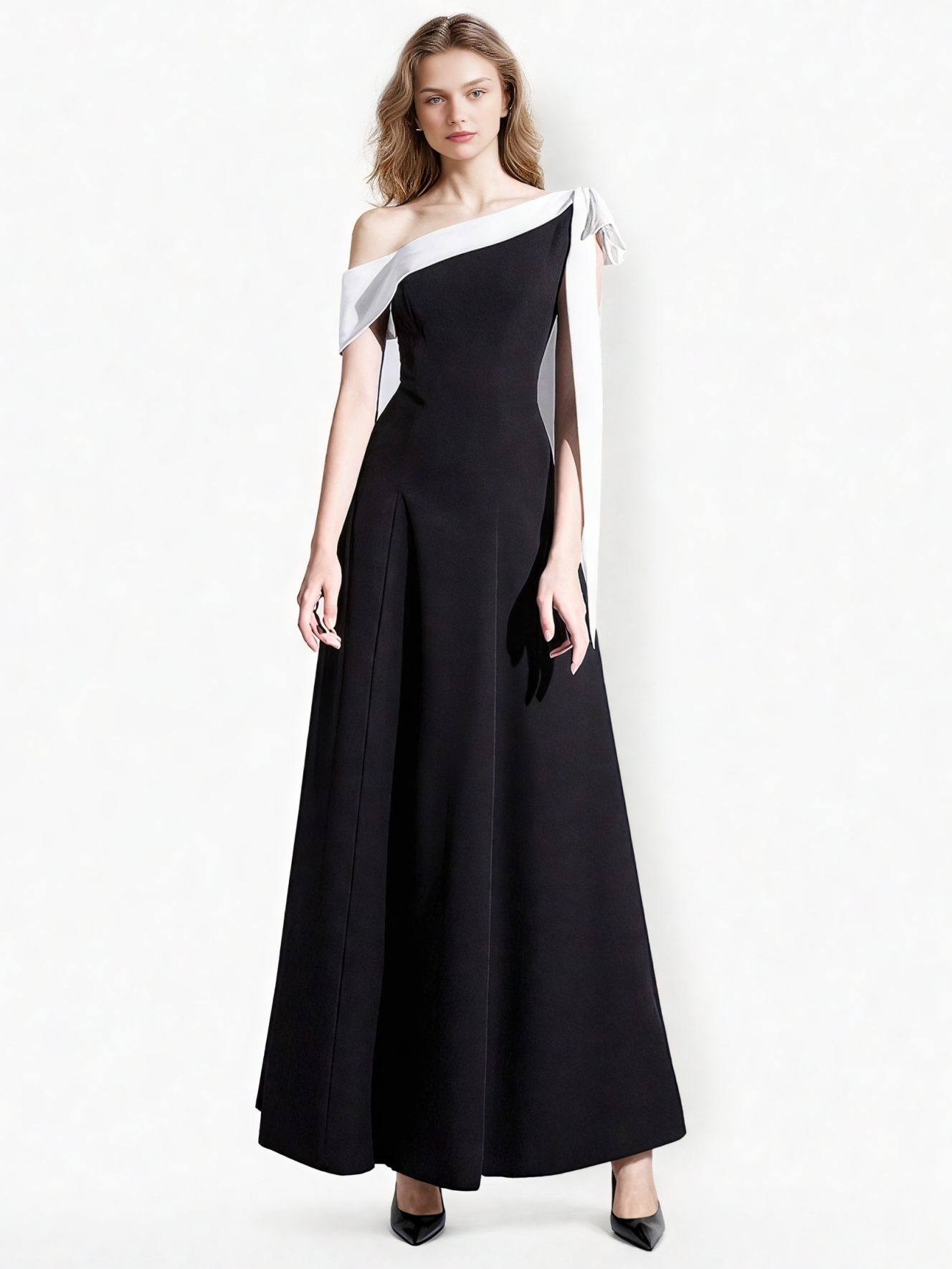 Hit Color Off Shoulder Long Dress