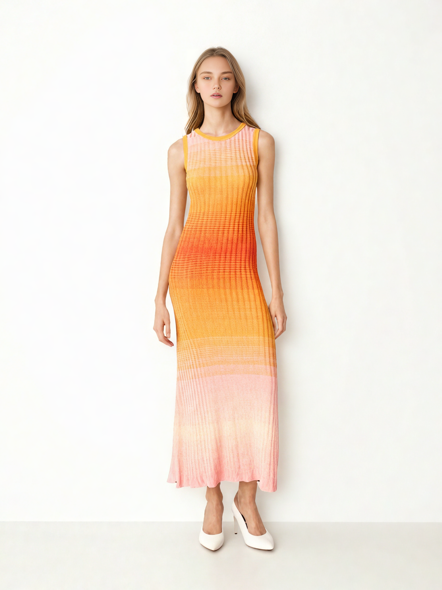 Color Block Sleeveless Long Dress