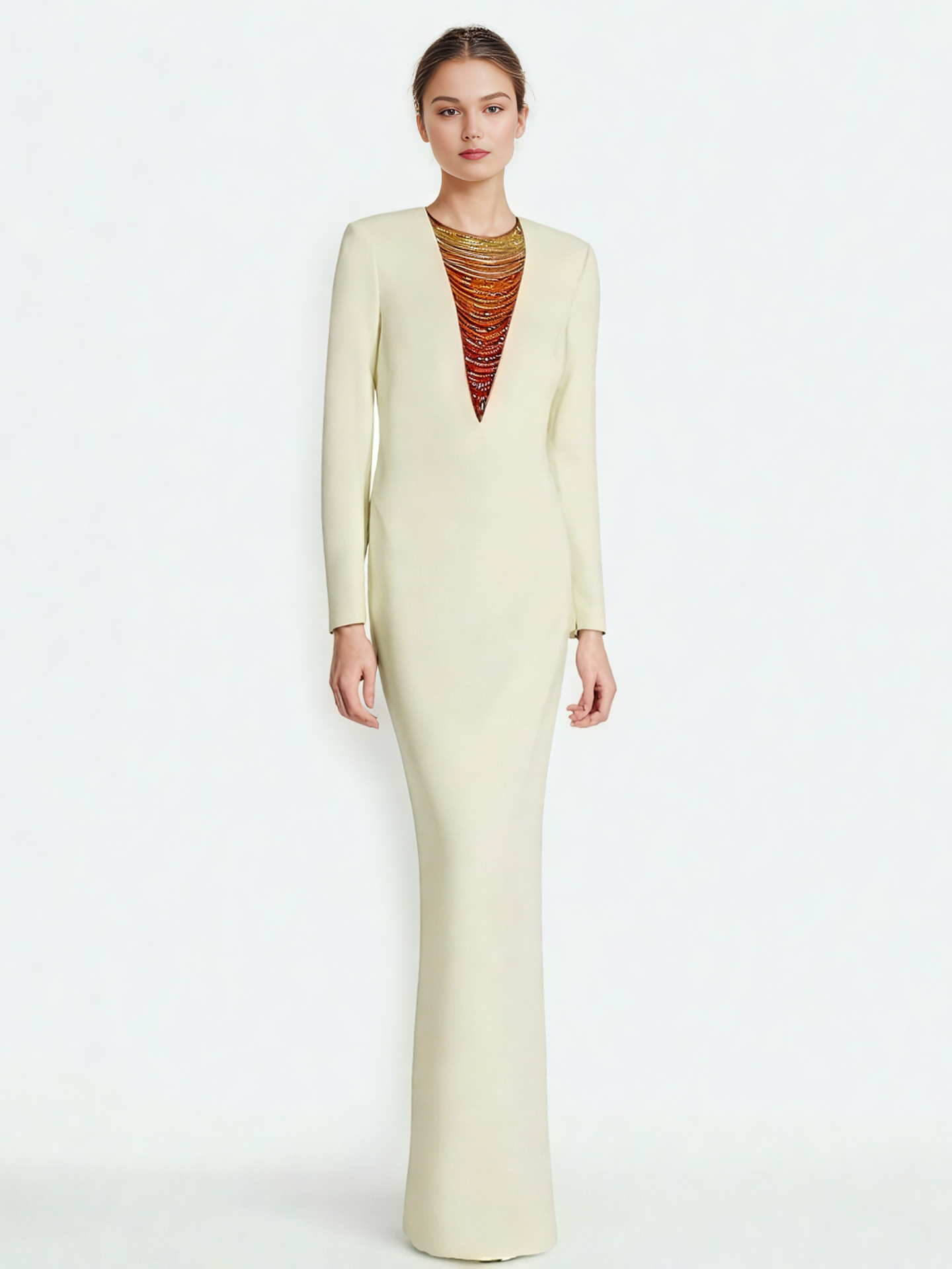 Patchwork Embroidered Flares Long Dress