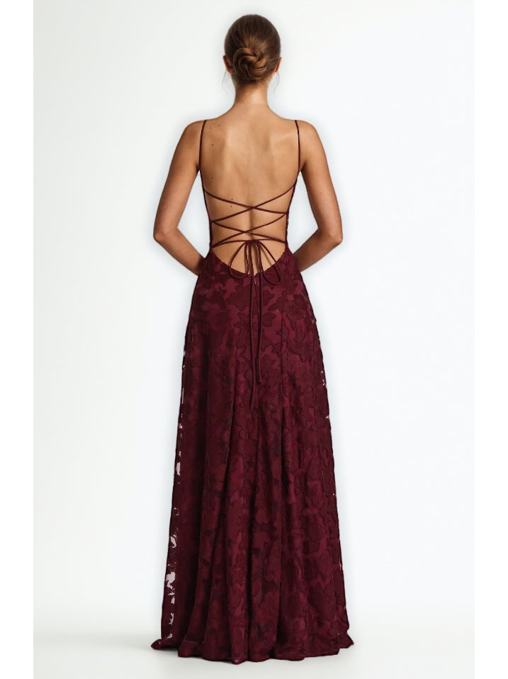 Solid Starp Pleated Long Dress