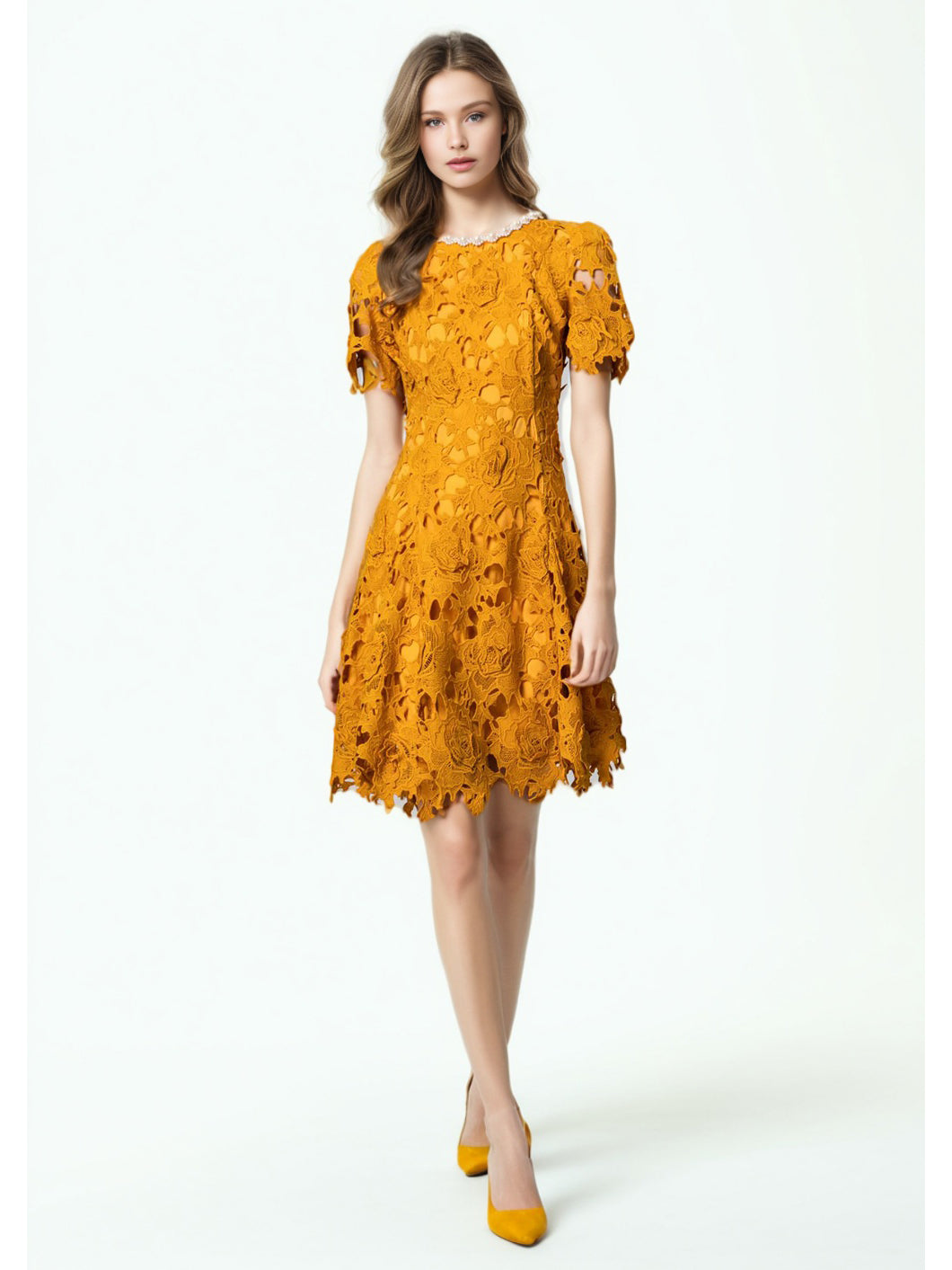 Lace Patchwork Diamonds Short Dress