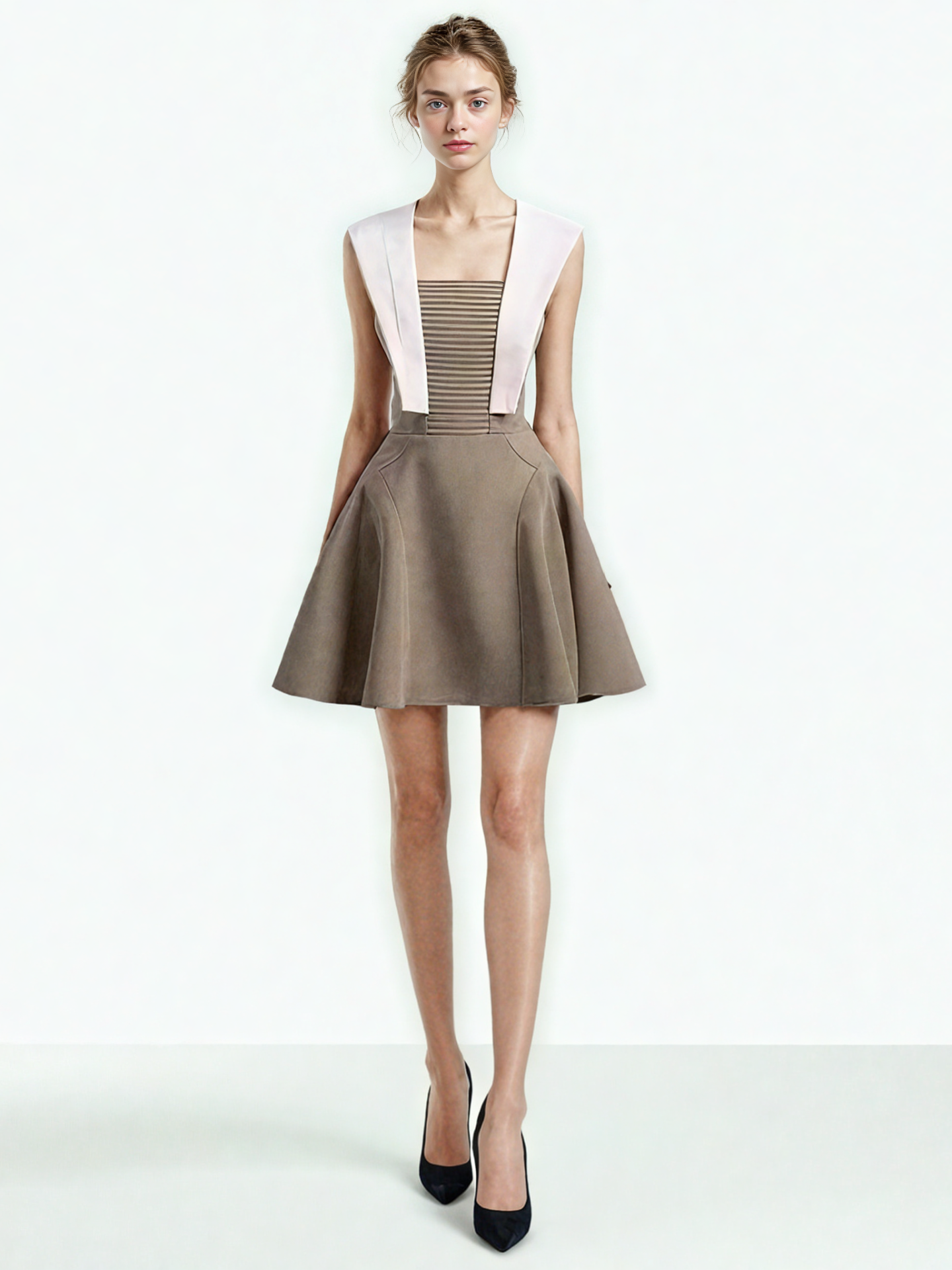 Hit Color Sleeveless Short Dress