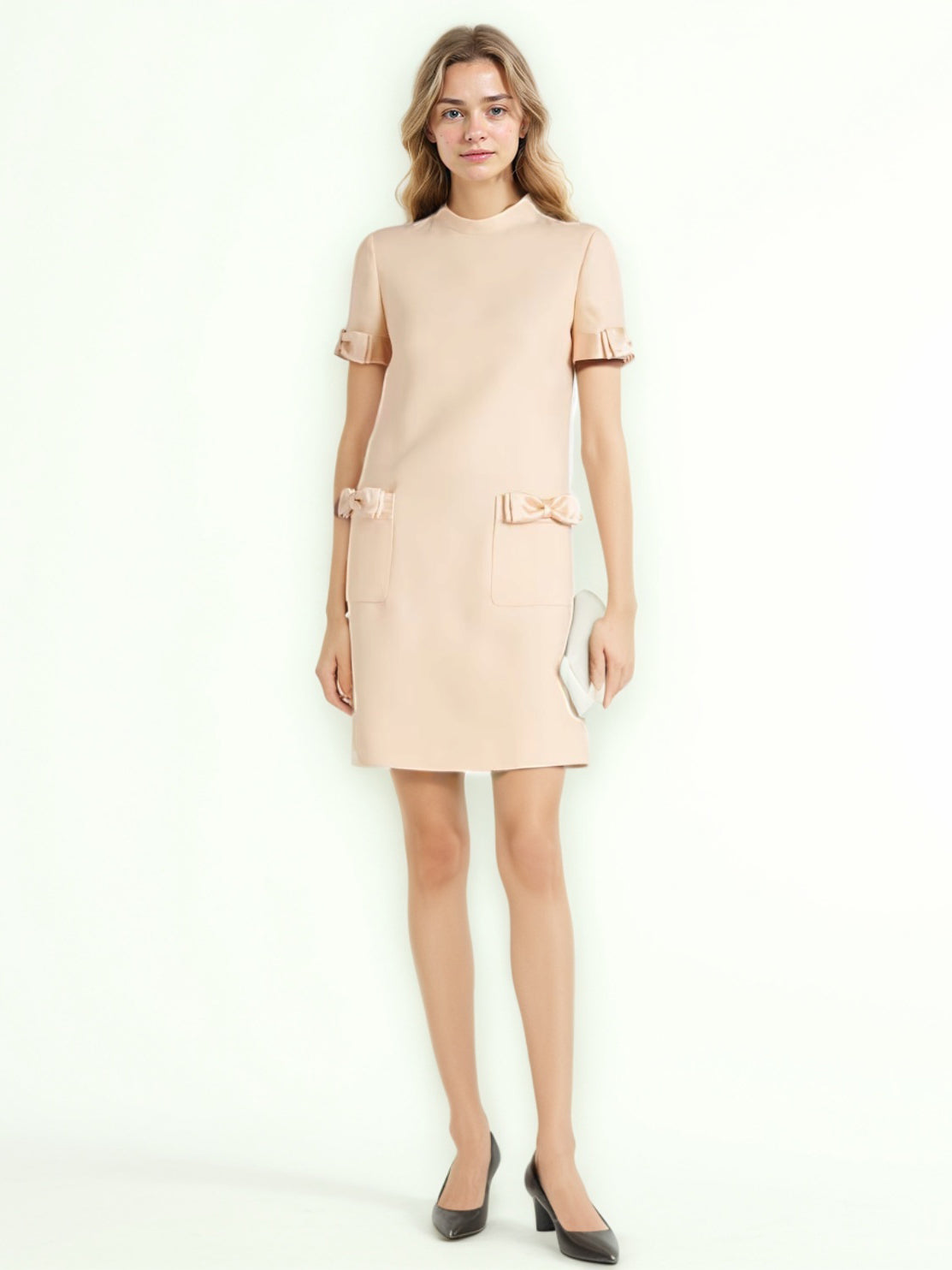 Elegant Patchwork Bowknot Short Dress