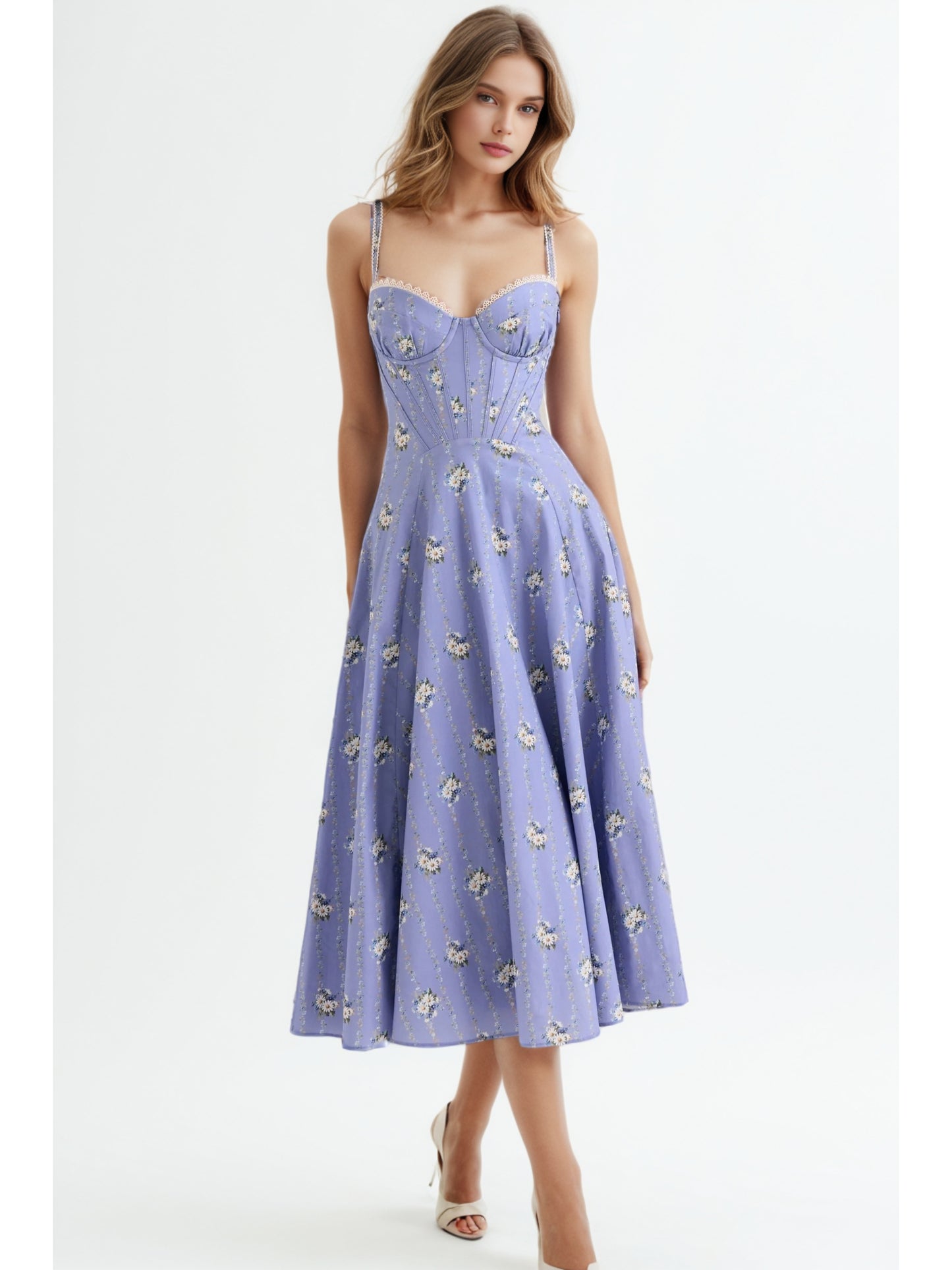 Elegant Strap Pleated Midi Dress