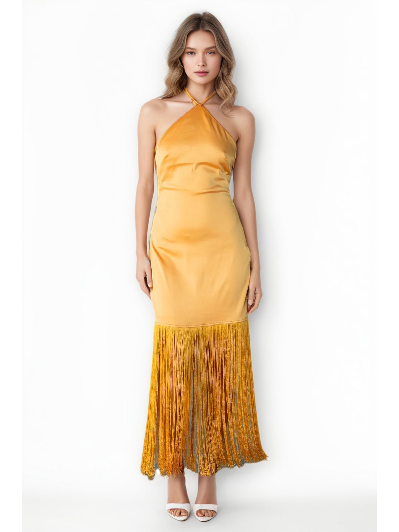 Elegant Solid Backless Long Dress