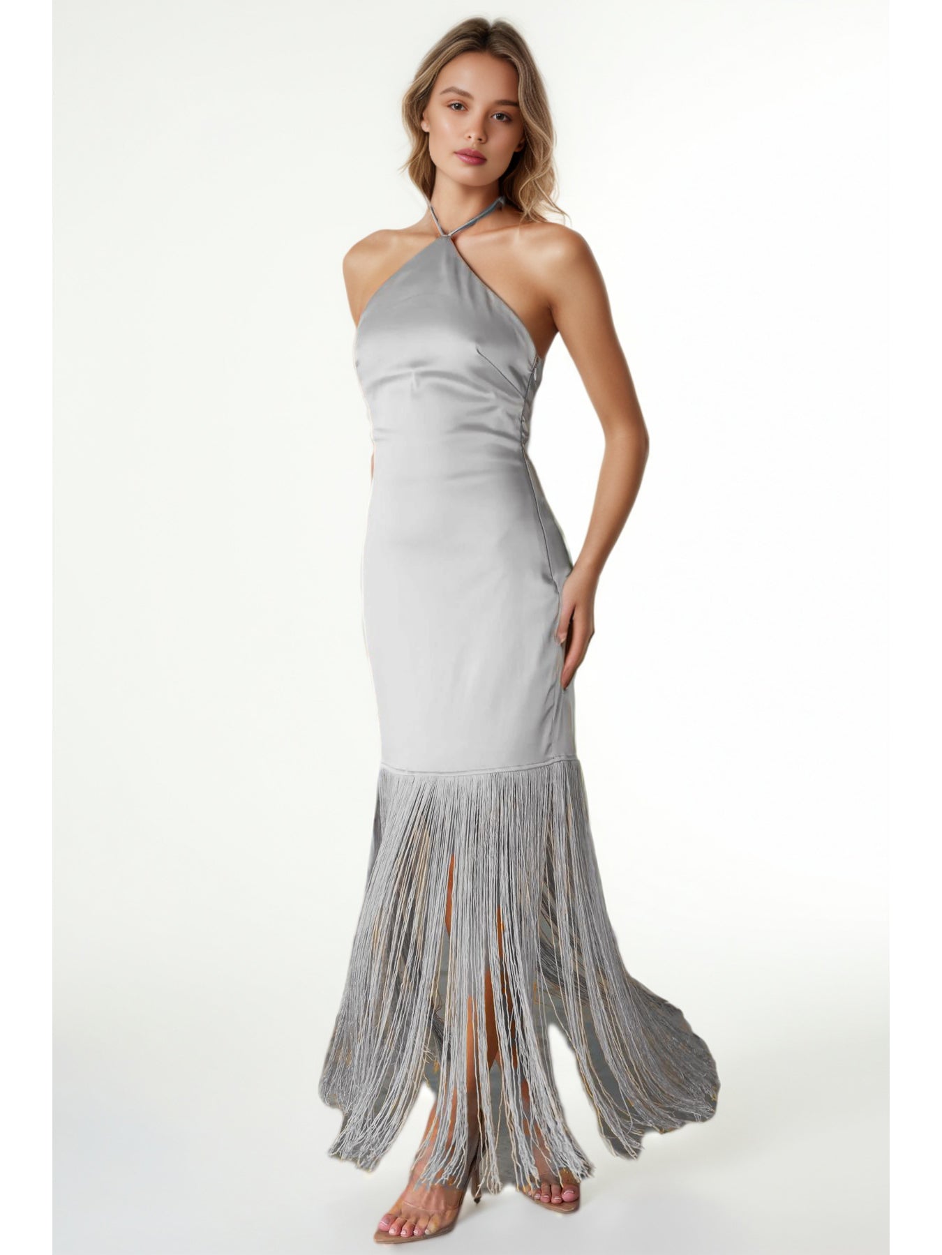 Elegant Solid Backless Long Dress