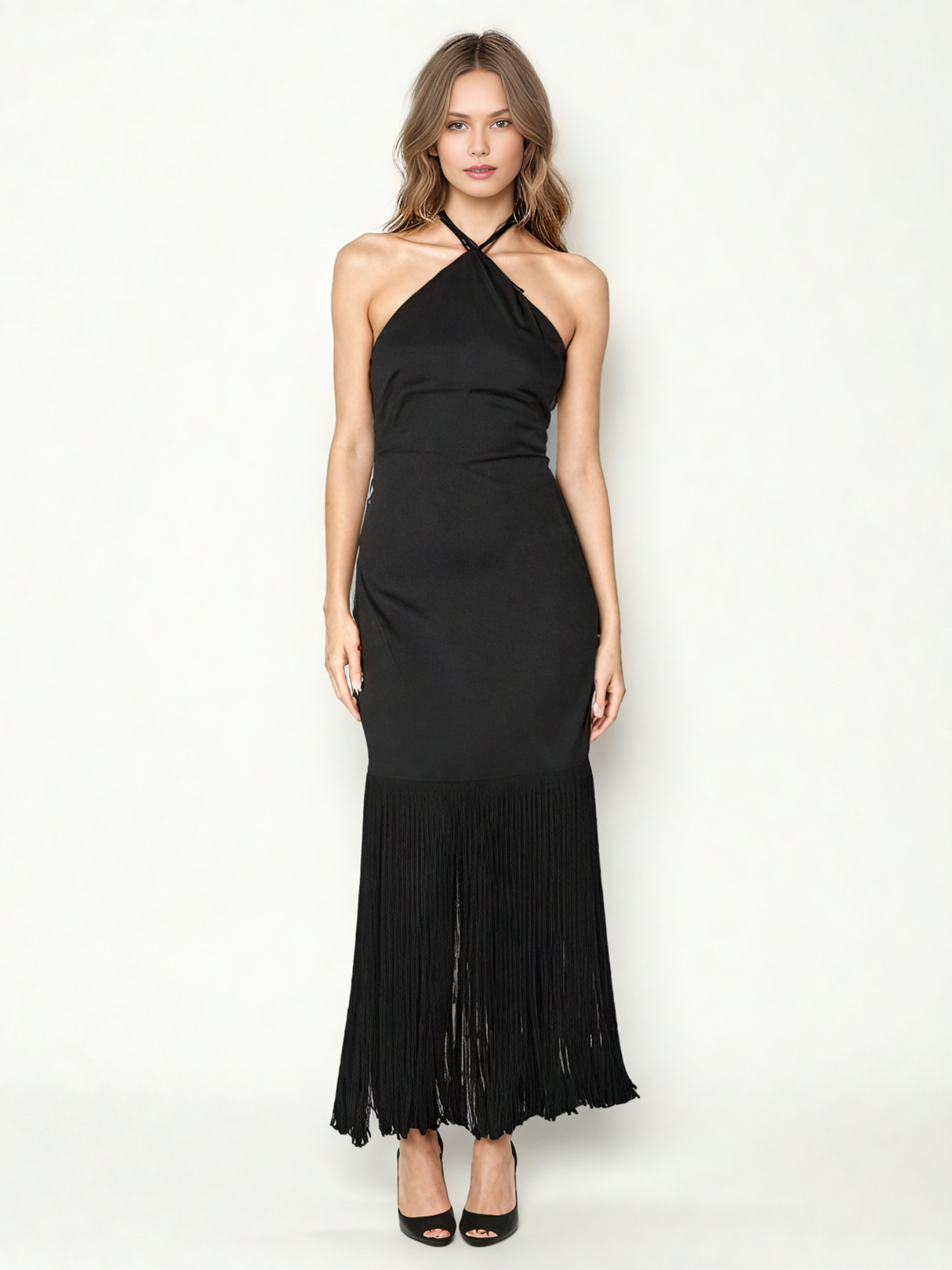Elegant Solid Backless Long Dress