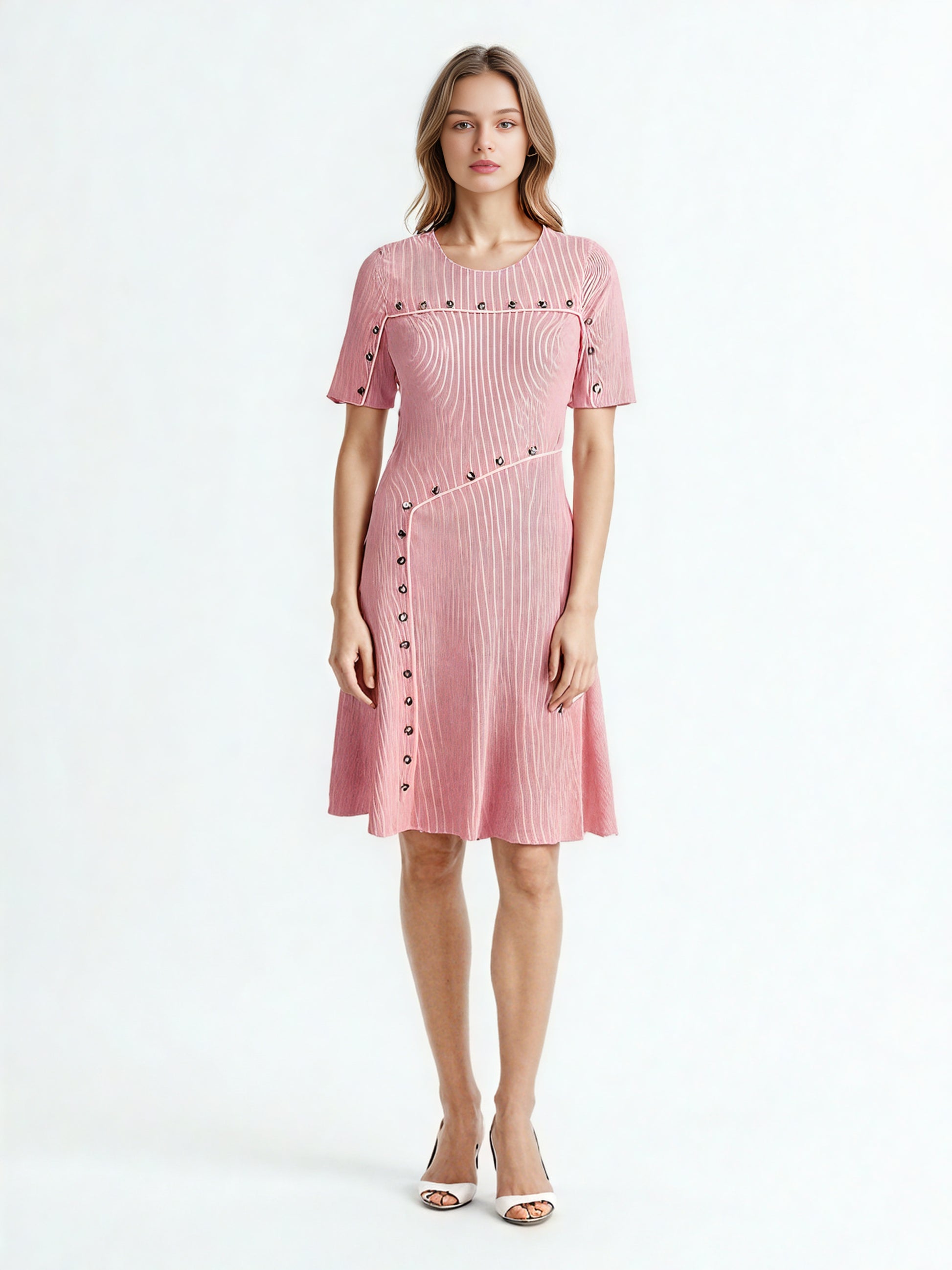 Round Neck Patchwork Short Dress