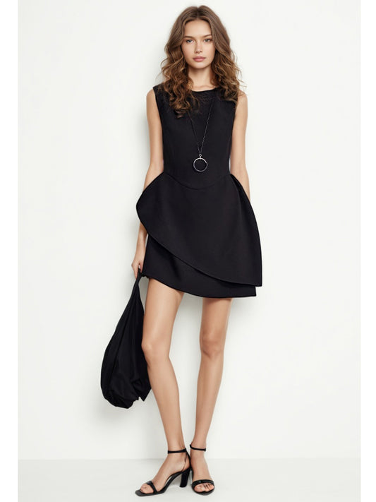 Elegant Solid Sleeveless Short Dress