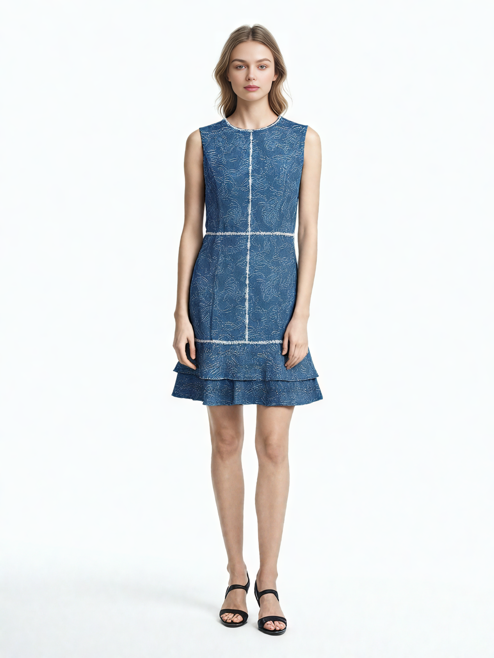 Hit Color Round Neck Short Dress