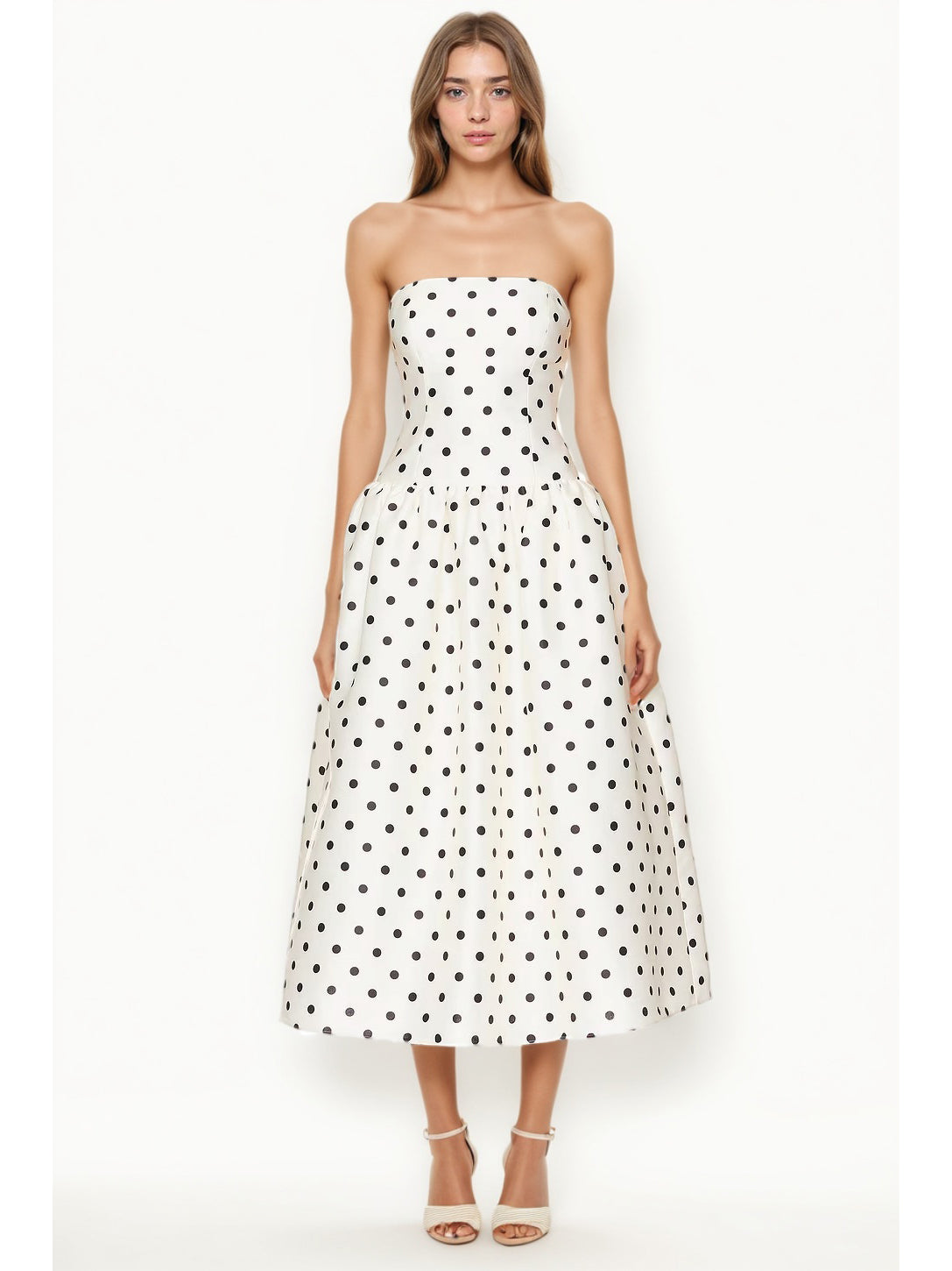 Off Shoulder Wave Point Long Dress
