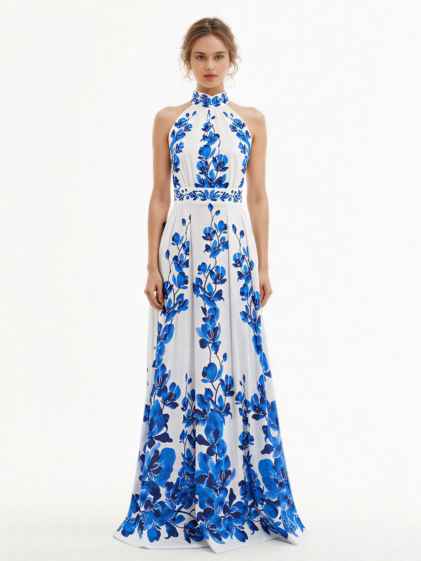 Print Sleeveless Backless Long Dress