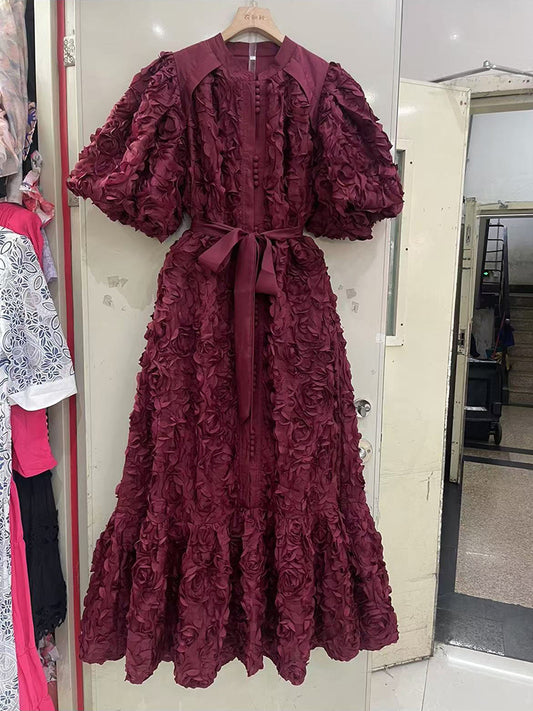 Solid Patchwork Lace Up Long Dress