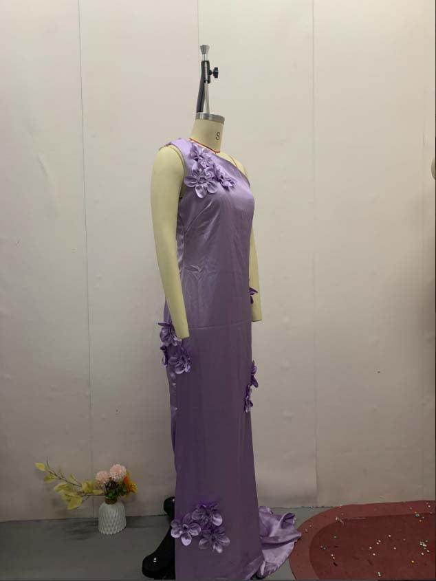 Elegant Solid Patchwork Long Dress