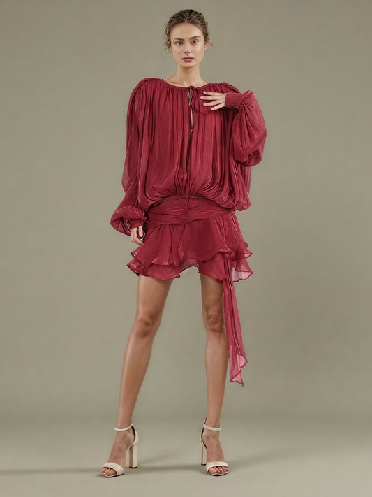 Stunning Red Tie - Neck Wrap Mini Dress.