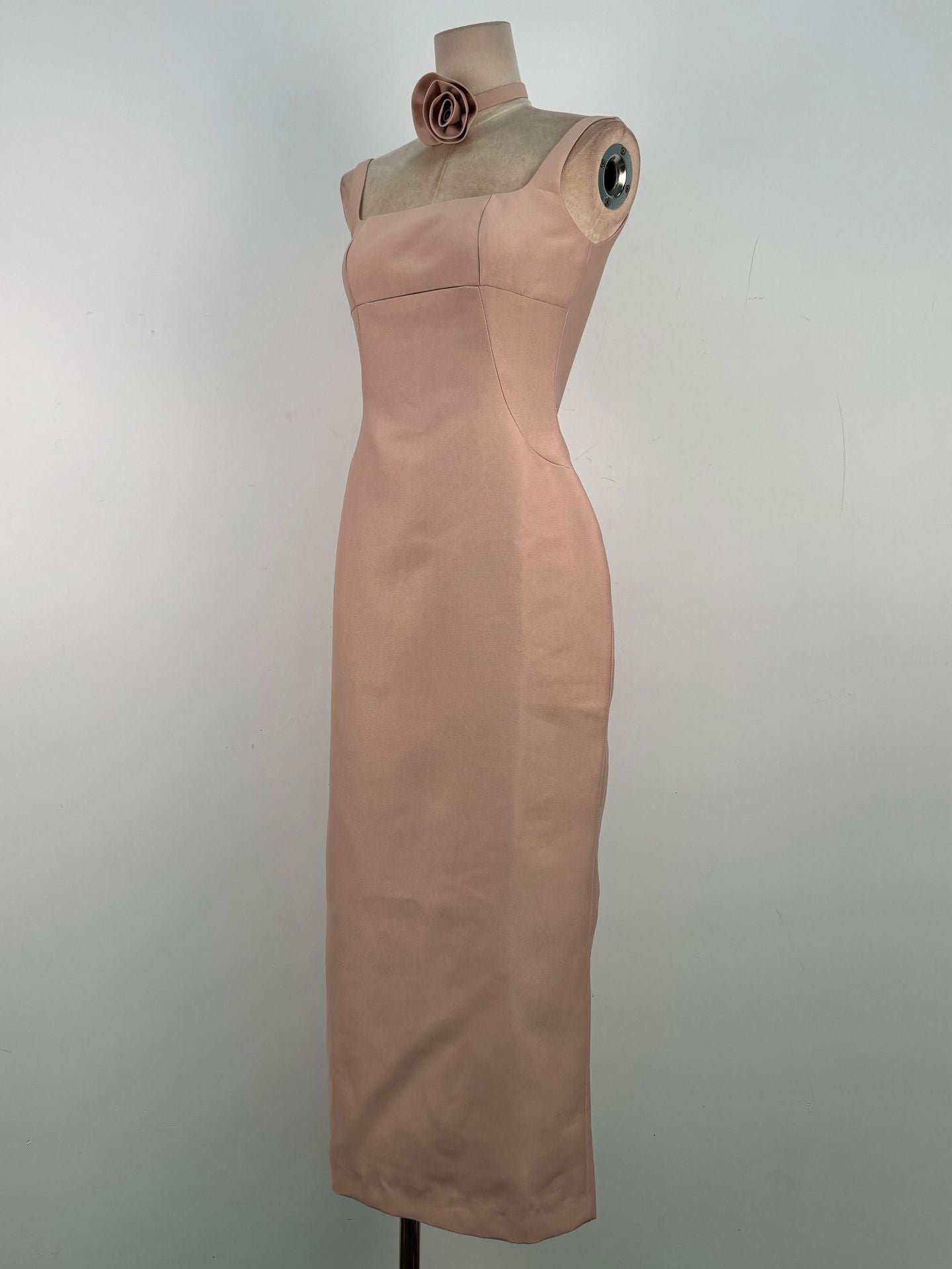 Square Collar Solid Long Dress