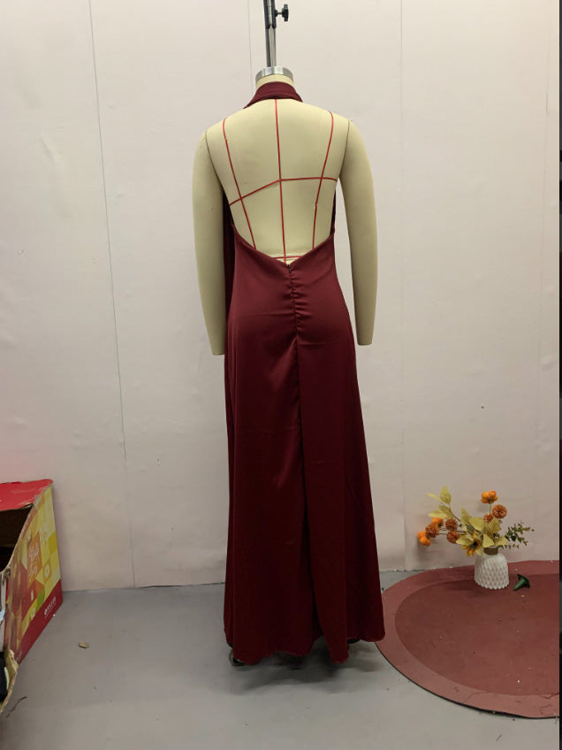 Sleeveless Backless Solid Long Dress