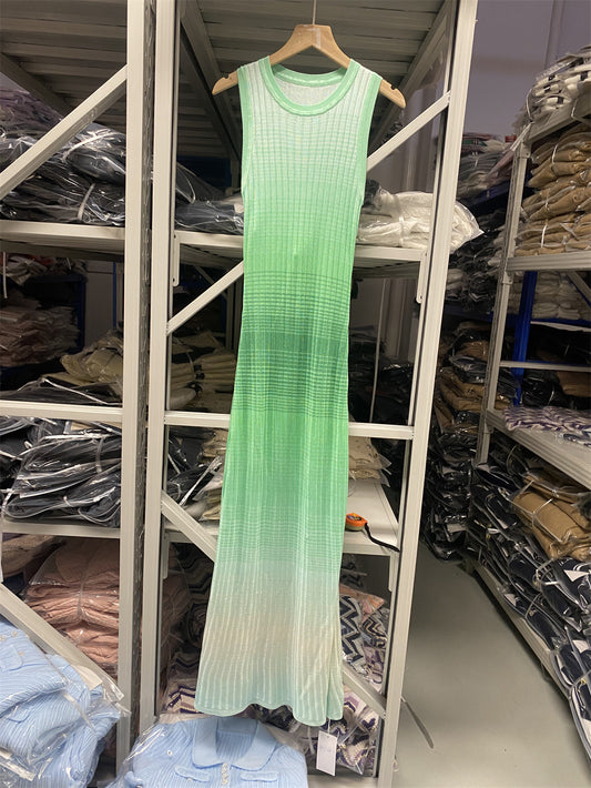 Color Block Sleeveless Long Dress