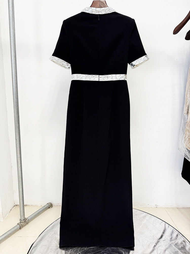 Elegant Patchwork Diamonds Long Dress