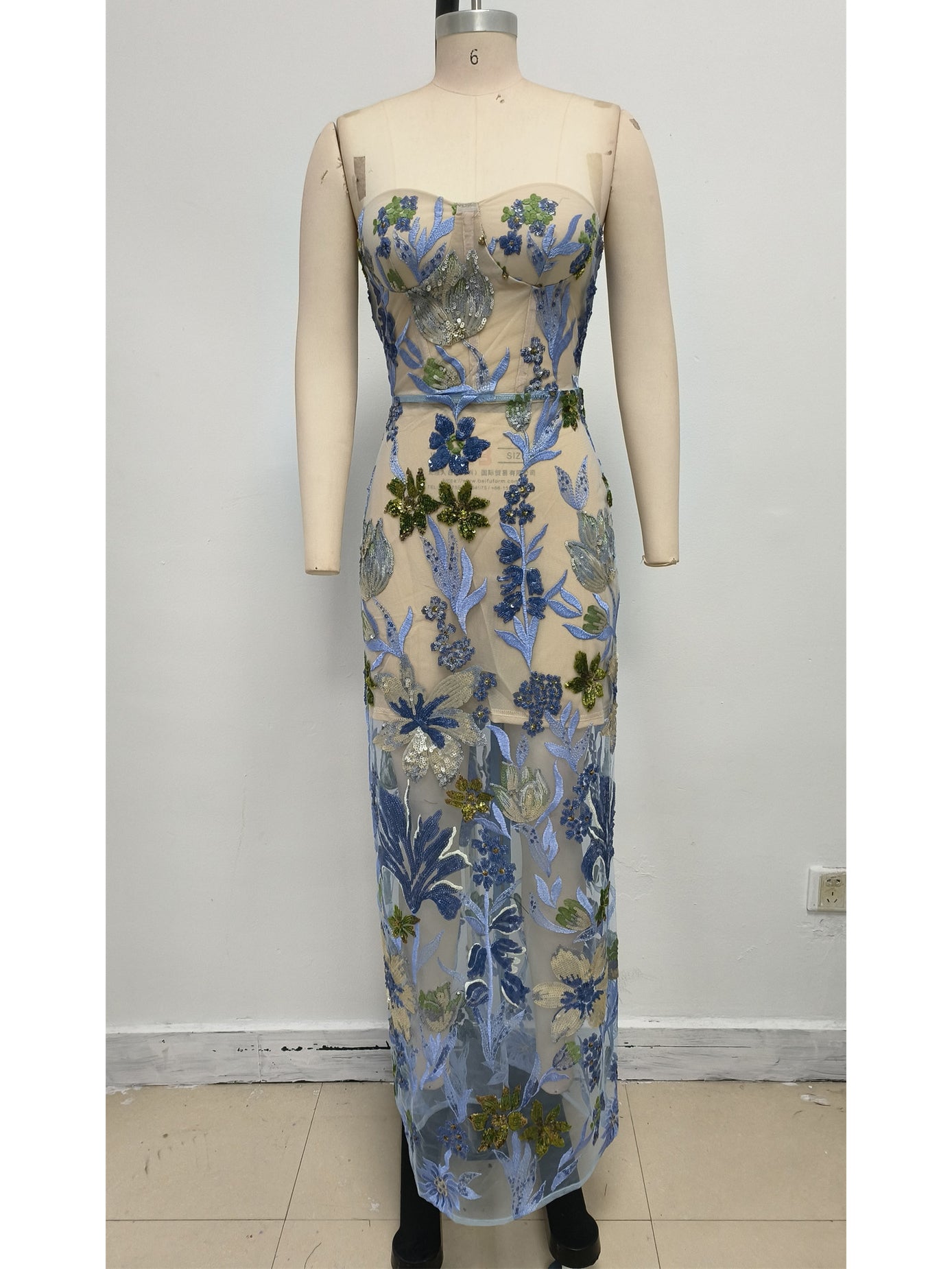Patchwork One Line Long Dress