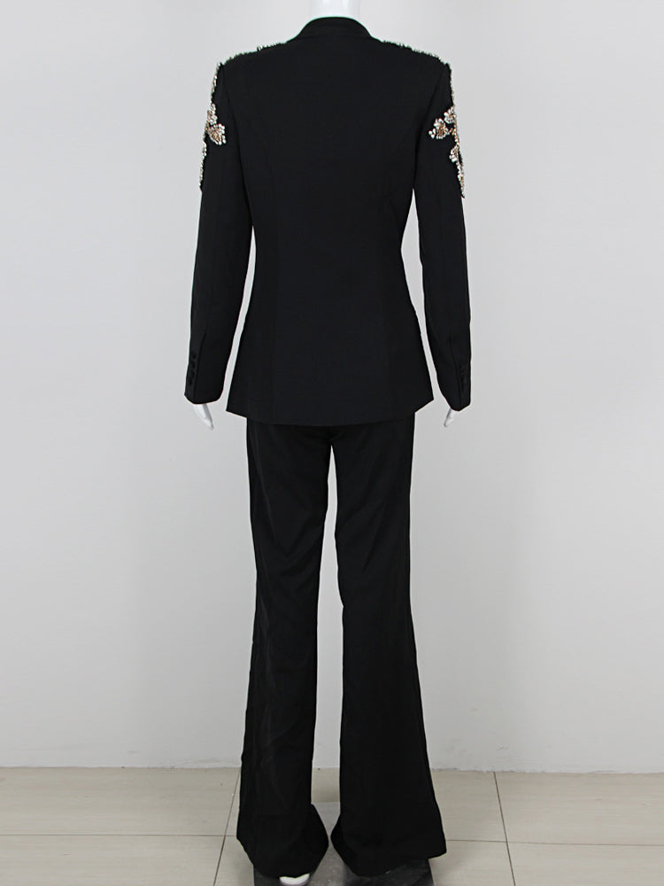 V-neck Patchwork Diamonds Two Piece Set