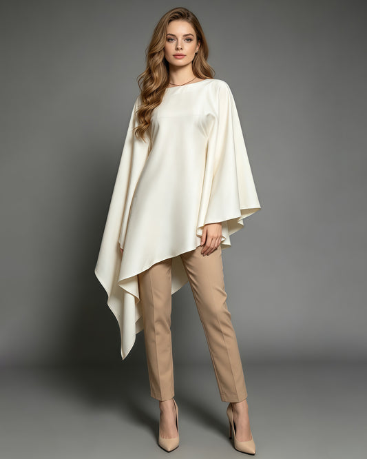 Apricot Cape Sleeve Asymmetric Top