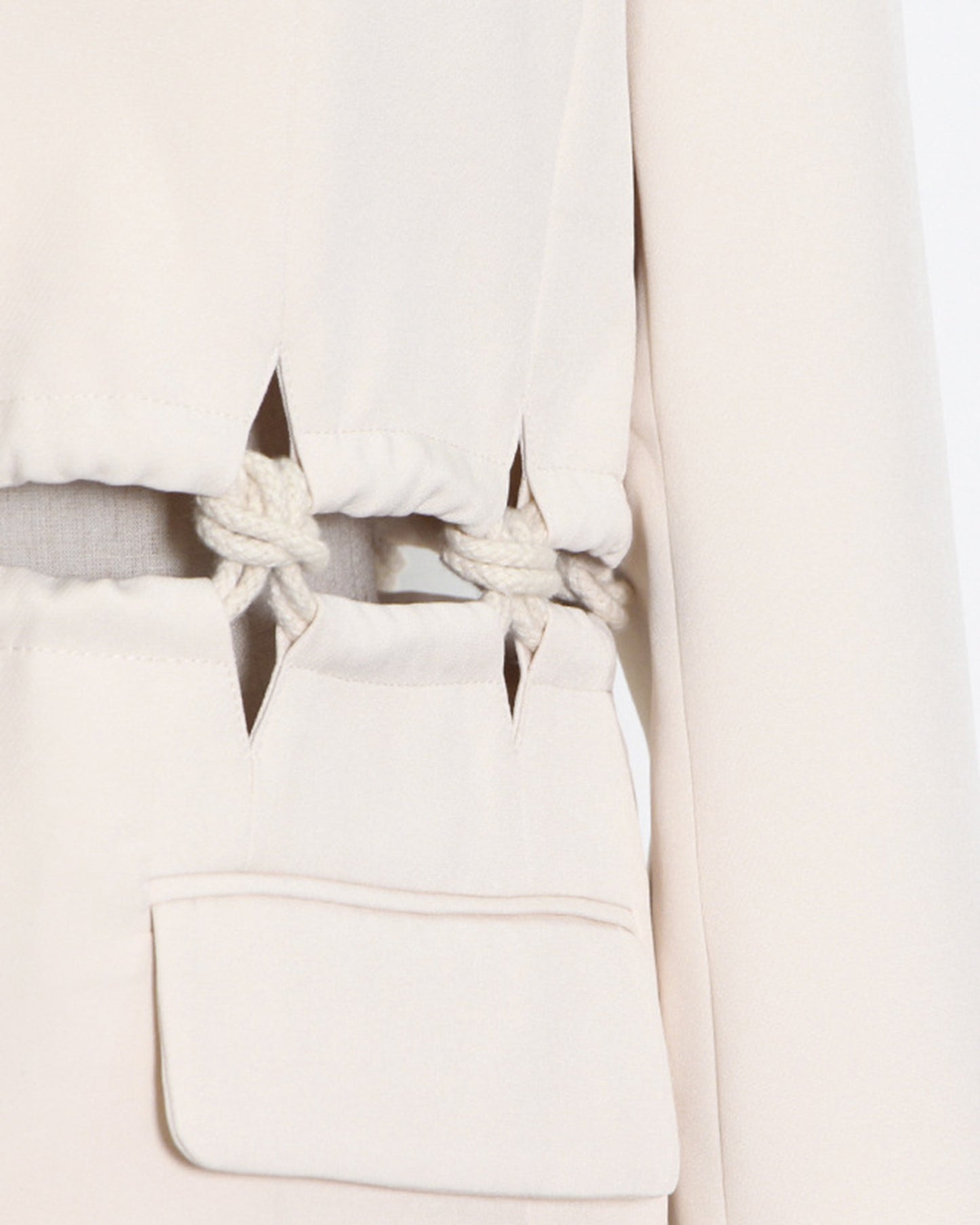 Apricot Cropped Blazer with Ruched Cutout Waist
