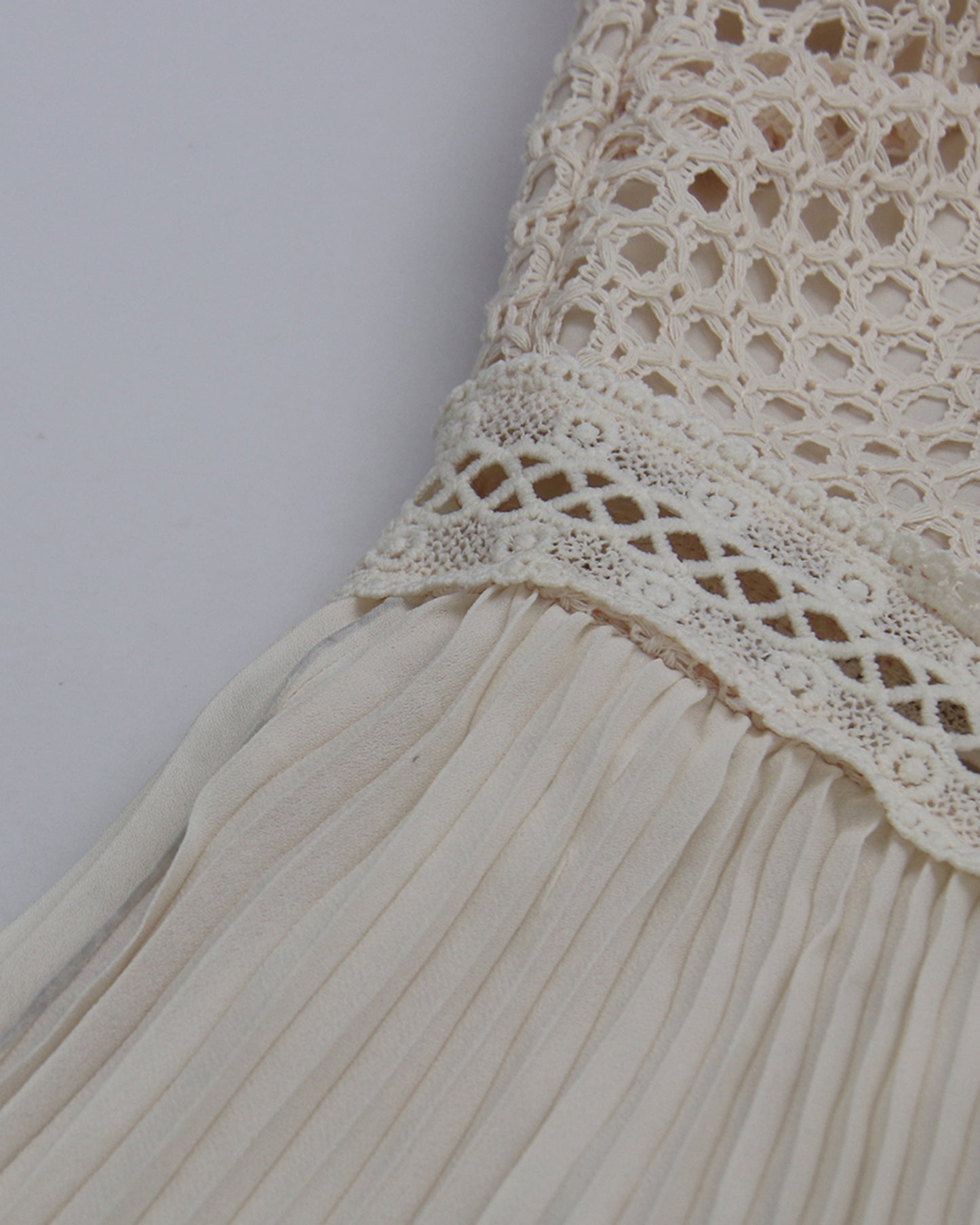 Apricot Lace Pleated Midi Dress