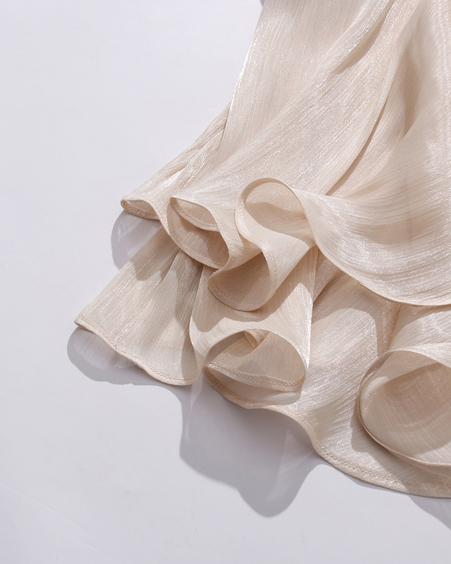 Apricot Ruched Ruffle Mini Dress