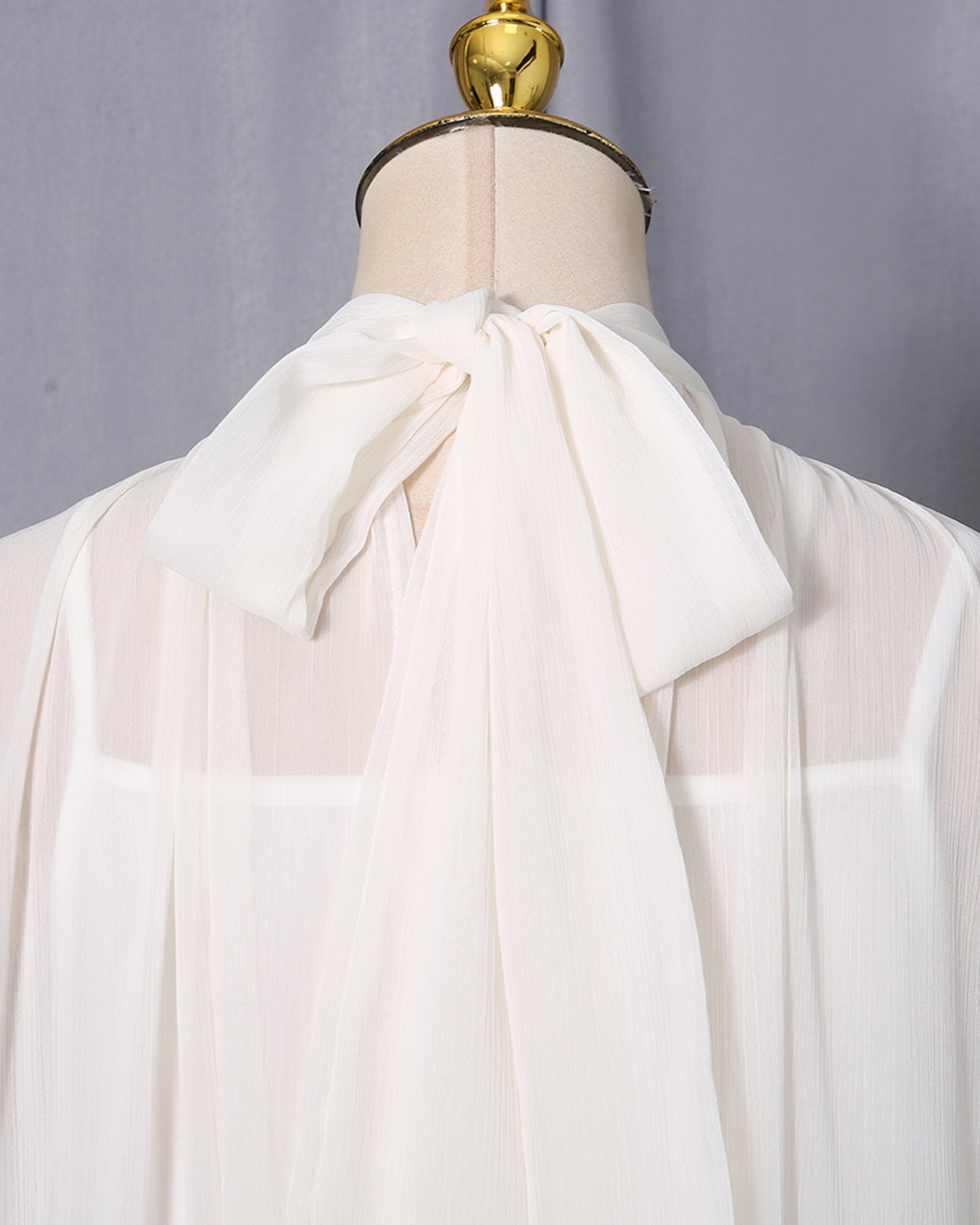 Apricot Ruffle High Neck Chiffon Maxi Dress