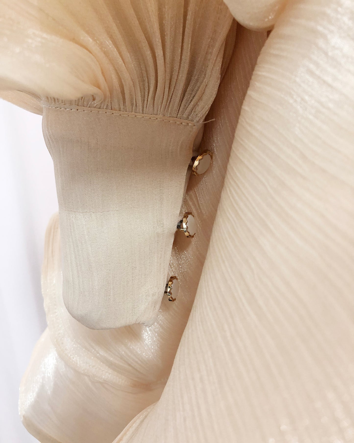 Apricot Shimmer Puff Sleeve Ruffled Mini Dress