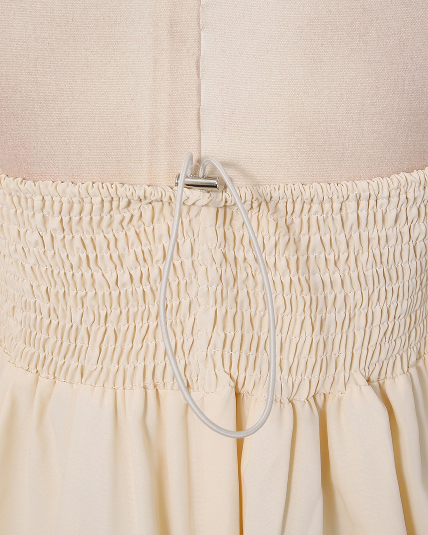Apricot Smocked Tube Top Lantern Sleeve Split Blouse