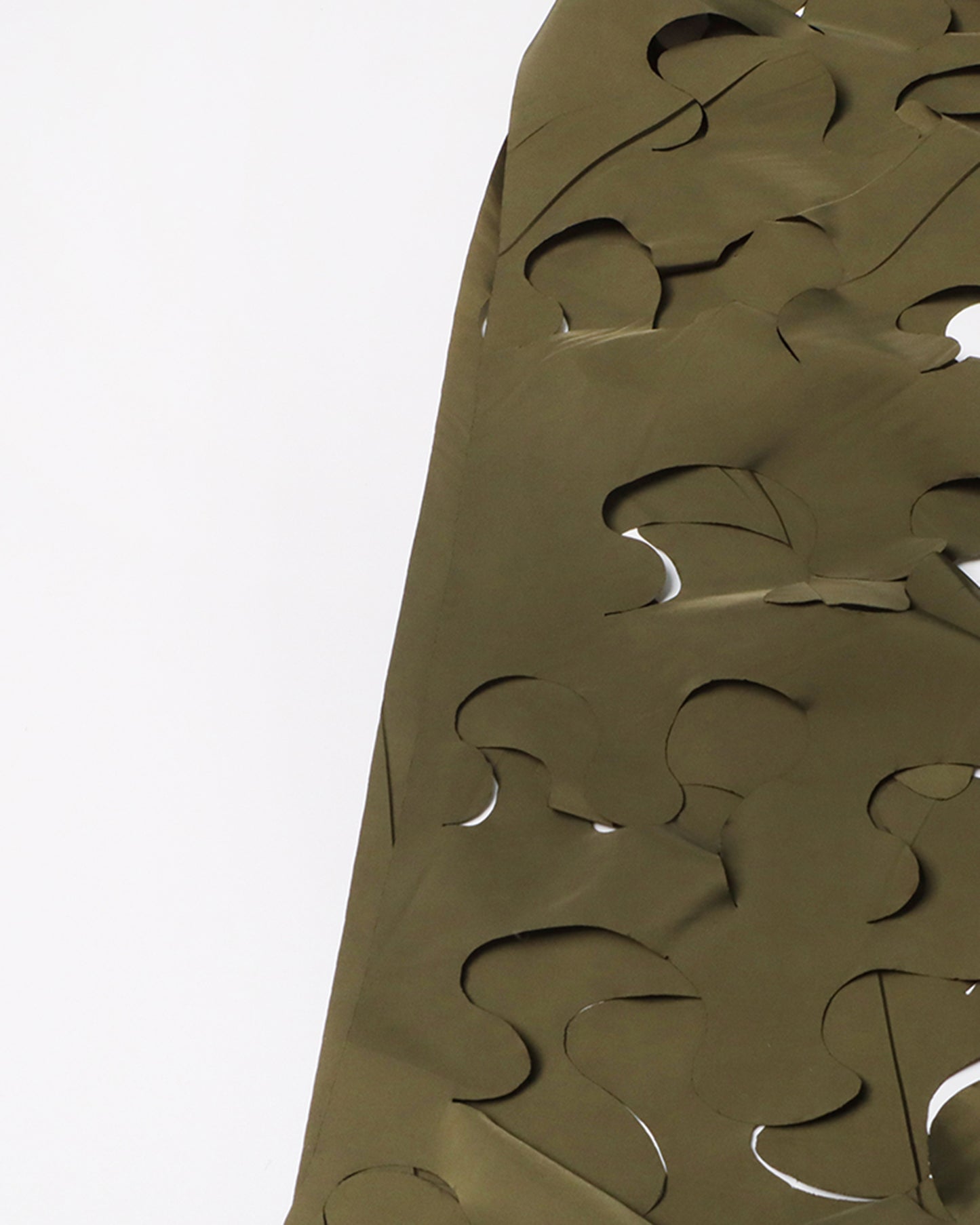 Army Green Leaf Cutout Midi Skirt