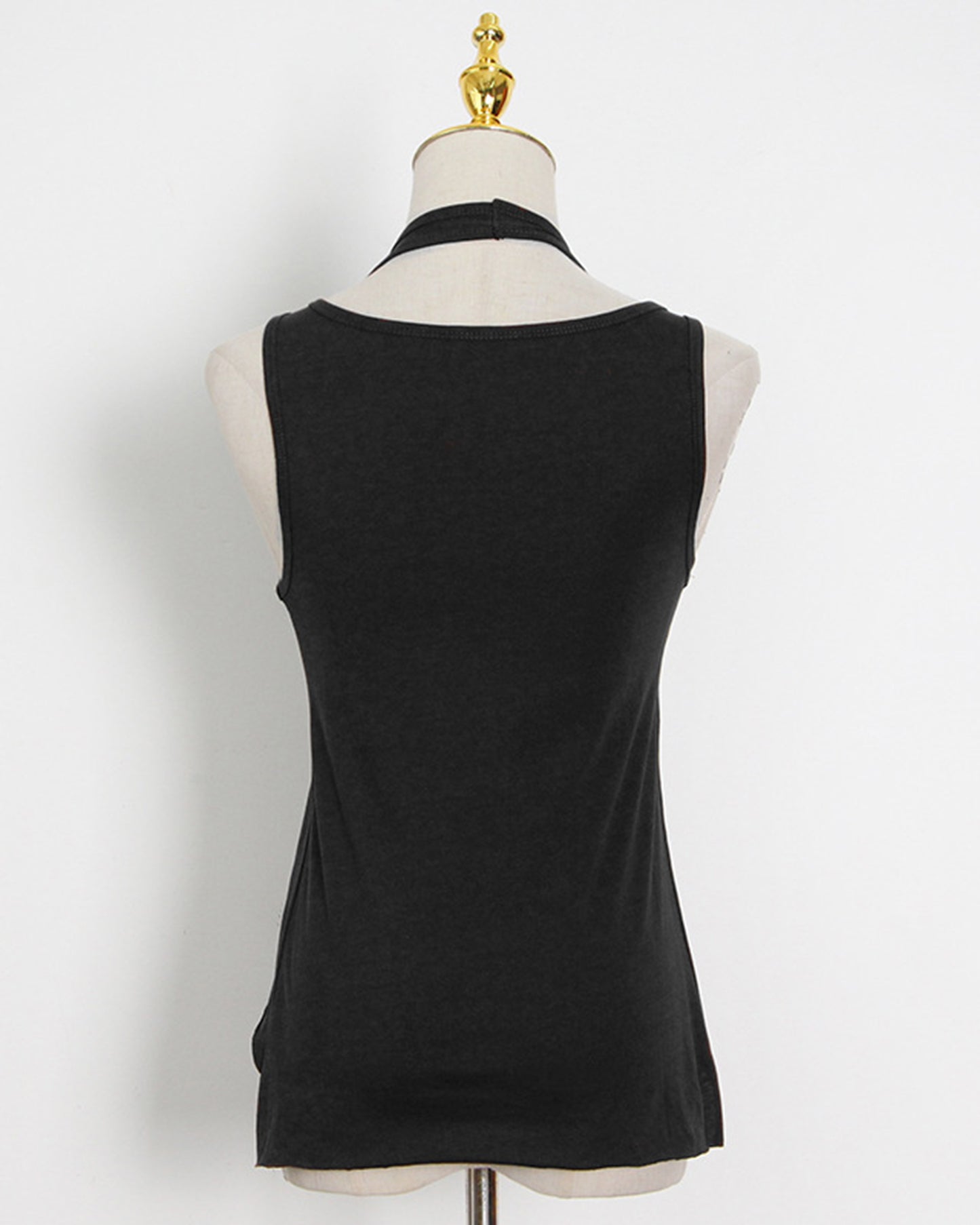 Black Asymmetric Cutout Sleeveless Tank Top