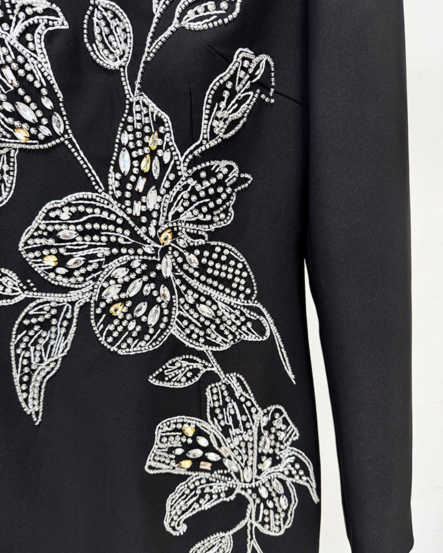 Black Beaded Floral Mermaid Gown