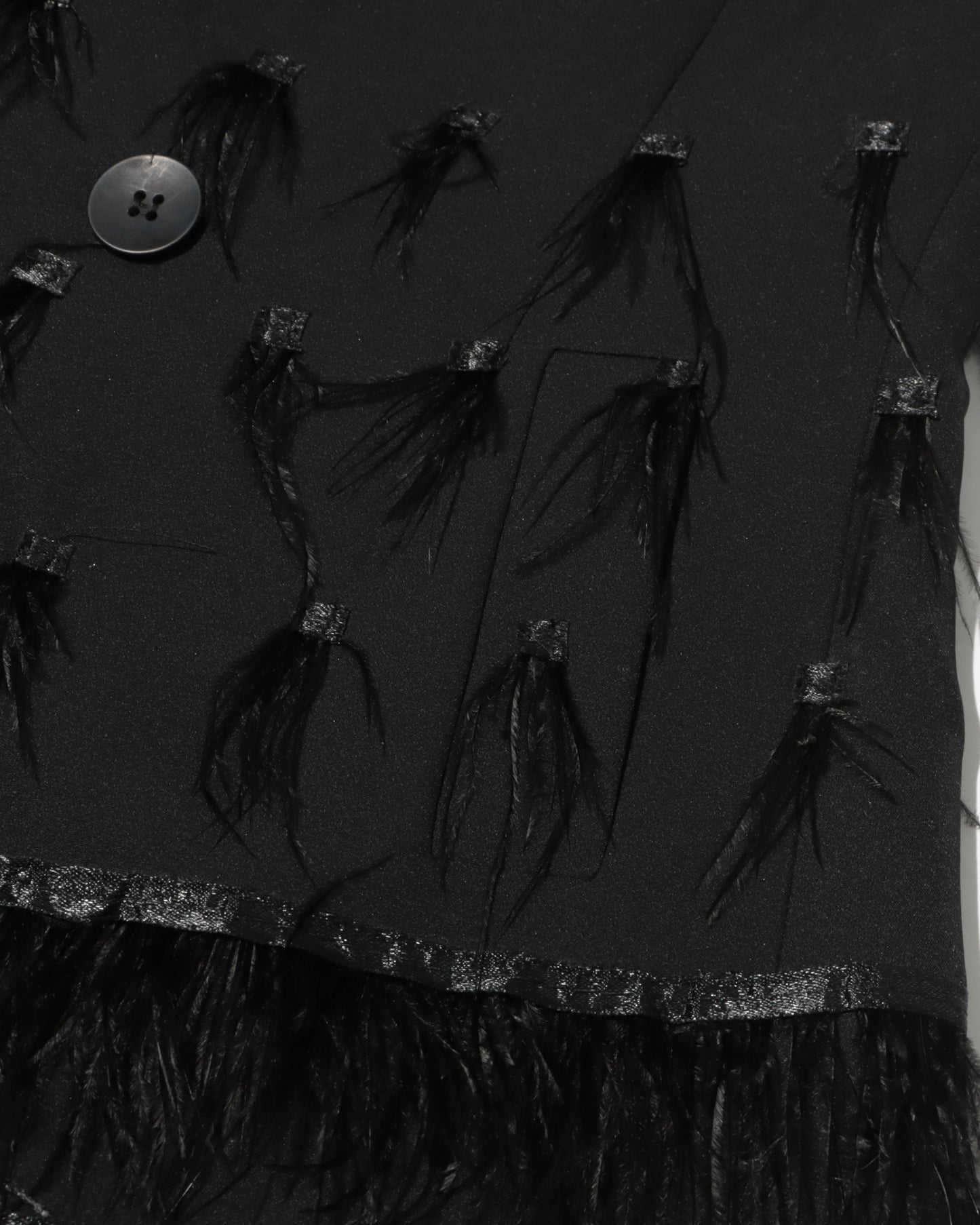 Black Blazer Dress with Feather Trim