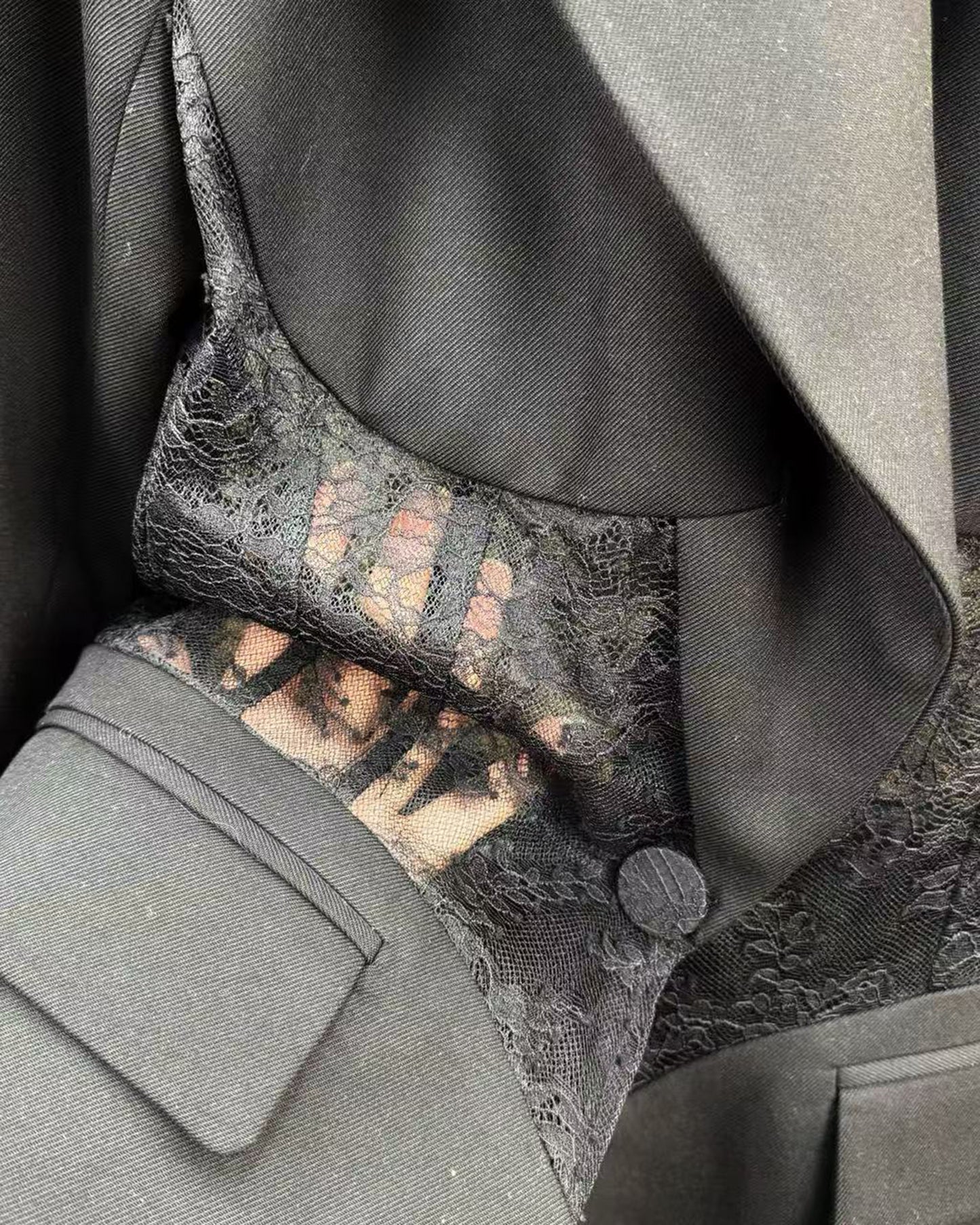 Black Blazer with Lace Corset Waist