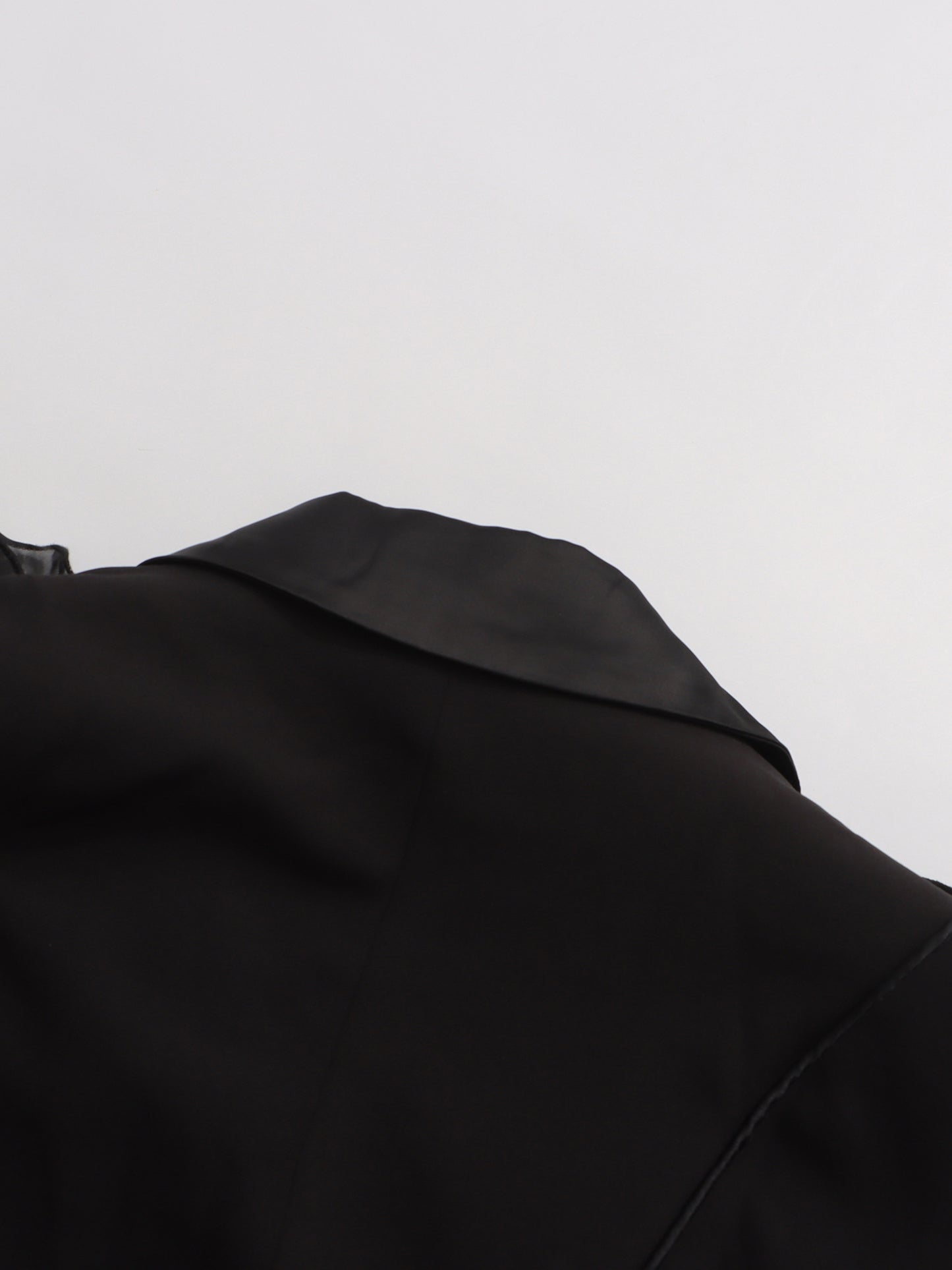 Black Blazer with Organza Ruffle Shoulder & Satin Lapel
