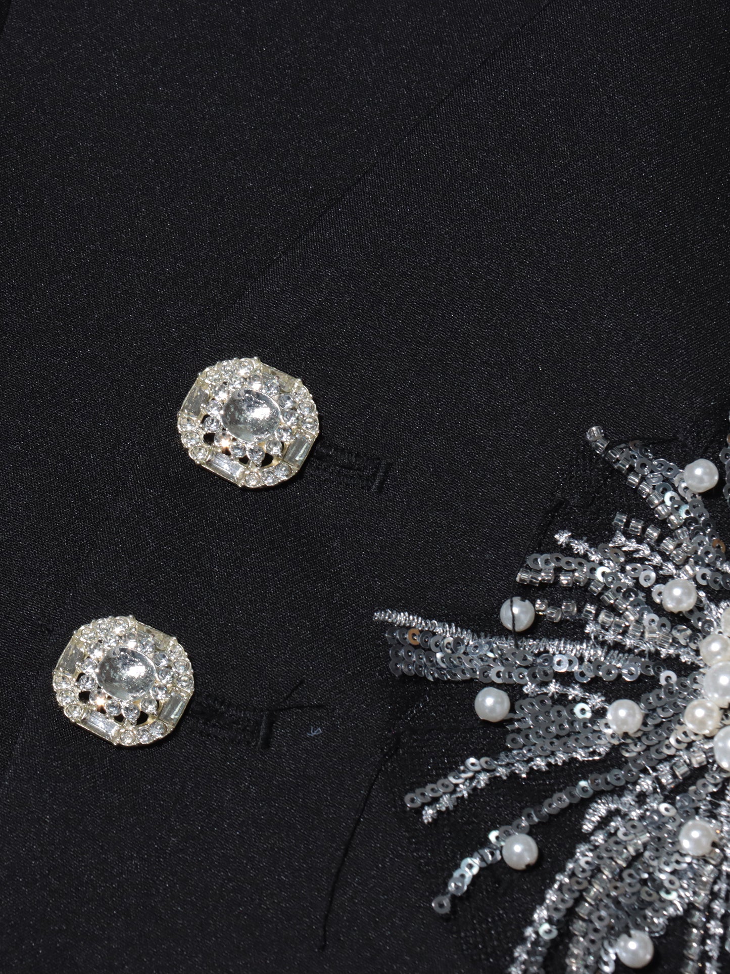 Black Blazer with Pearl, Crystal & Sequin