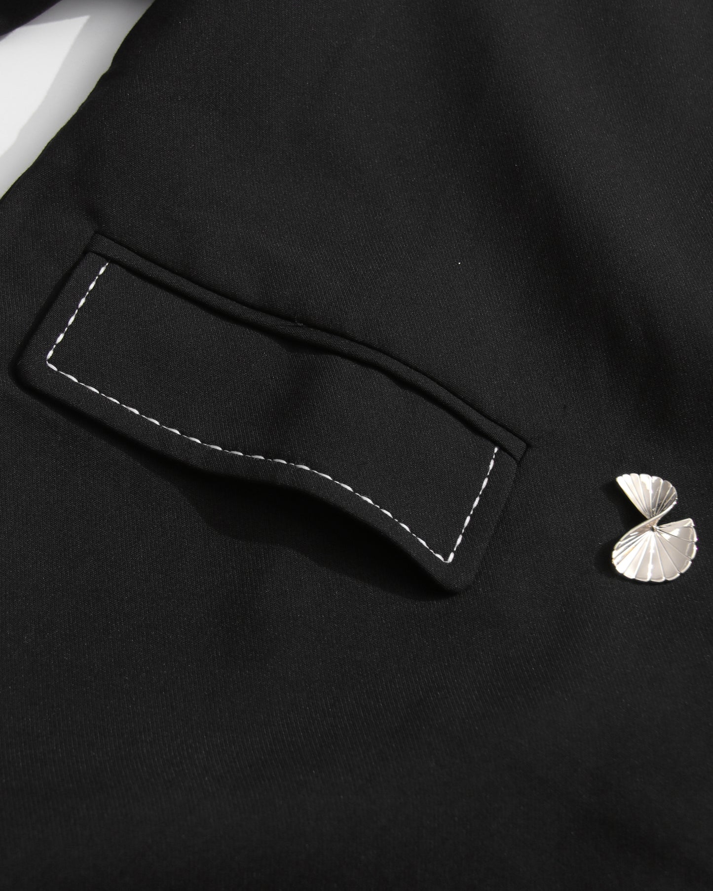 Black Coat with Contrast Stitching & Asymmetrical