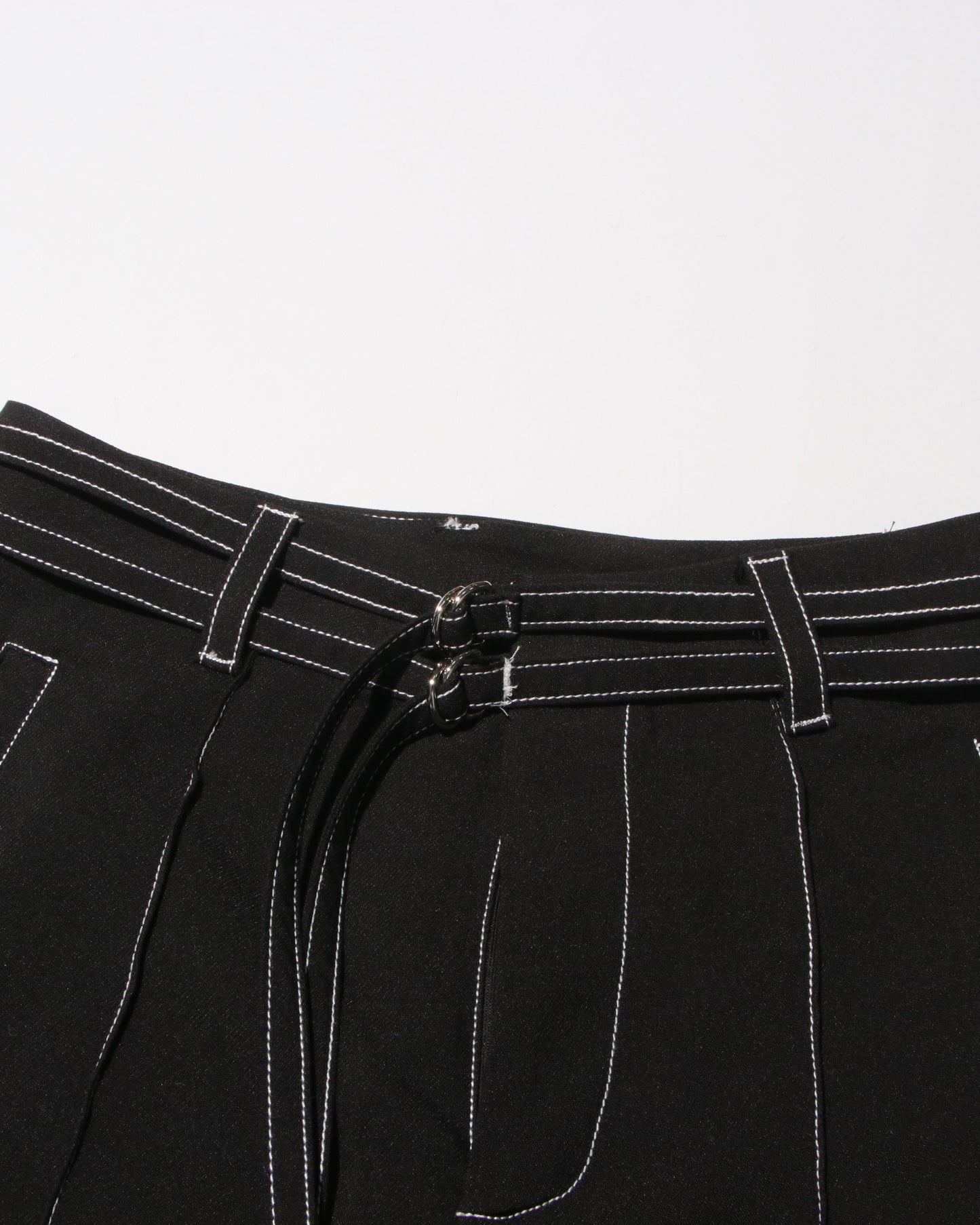 Black Contrast-Stitch Buckle Two-Piece Set