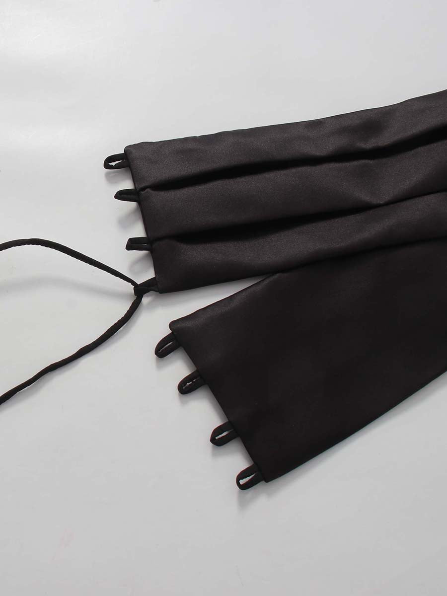 Black Deep V-Neck Wide Waistband Sleeveless Top