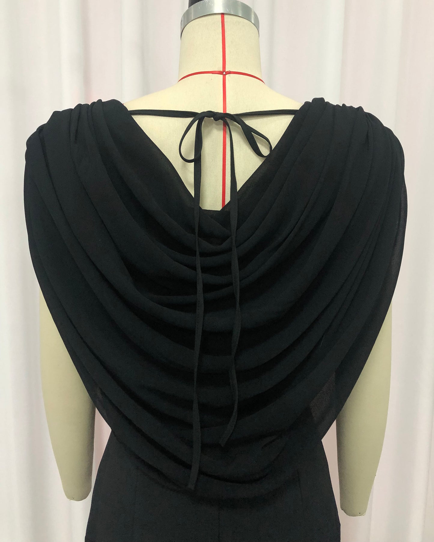 Black Draped Neck Sleeveless Maxi Dress