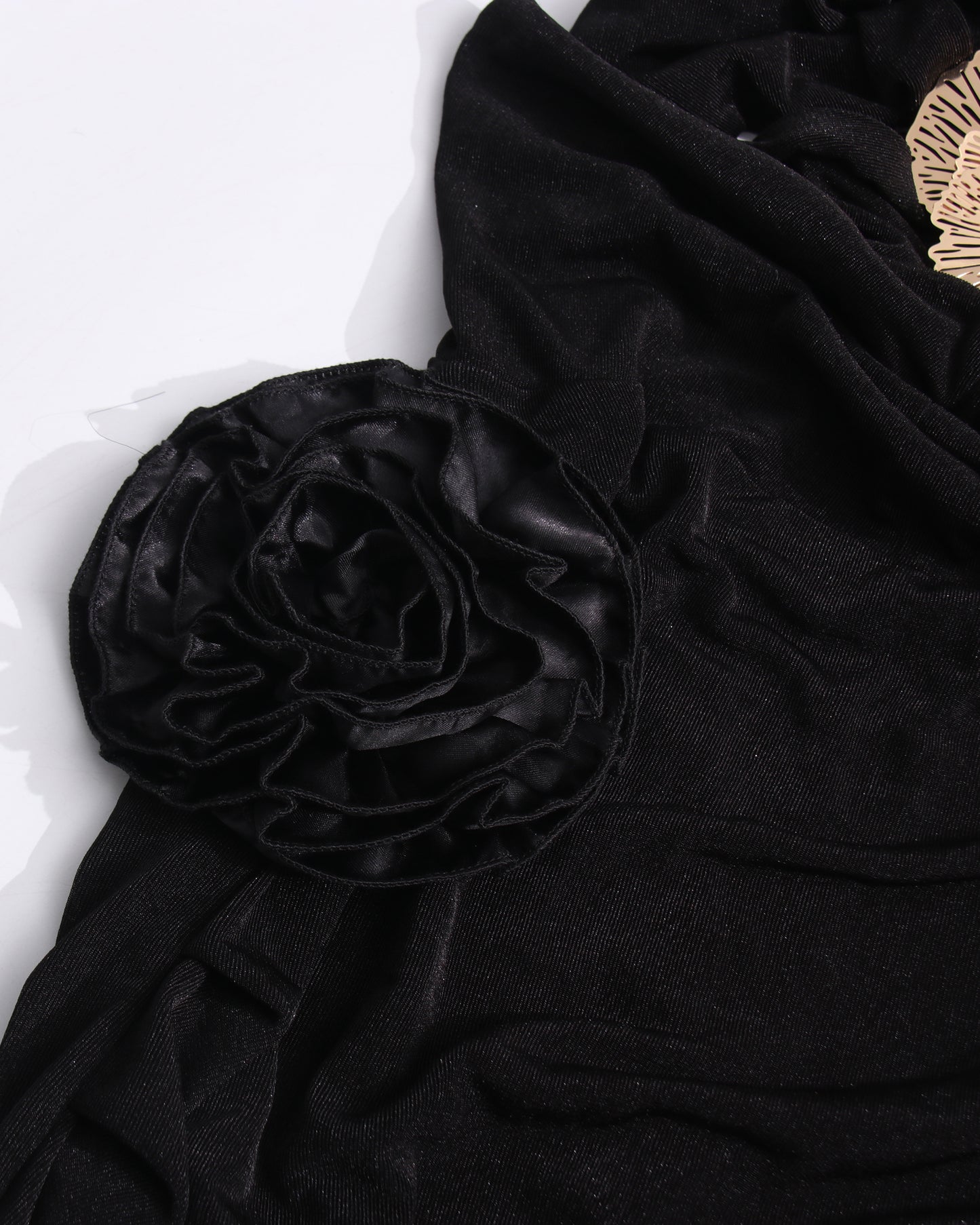 Black Halter Neck Gold Floral Maxi Dress