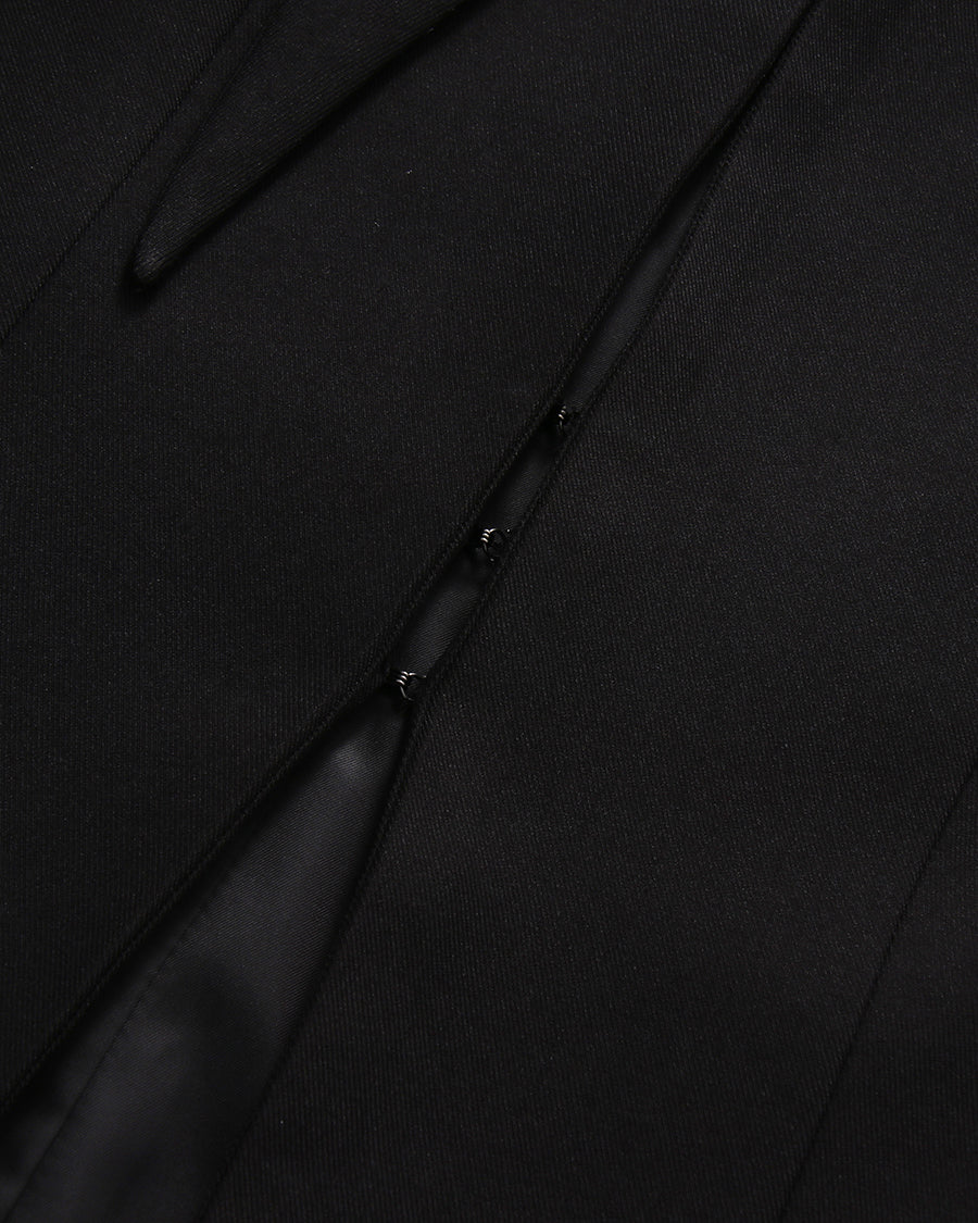 Black Lapel Long Sleeves Cotout Tunic Jacket