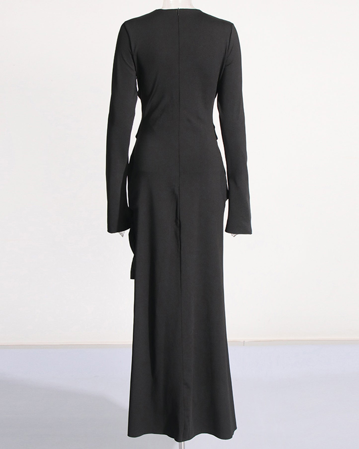 Black Maxi Dress with Twist & Gold Accents